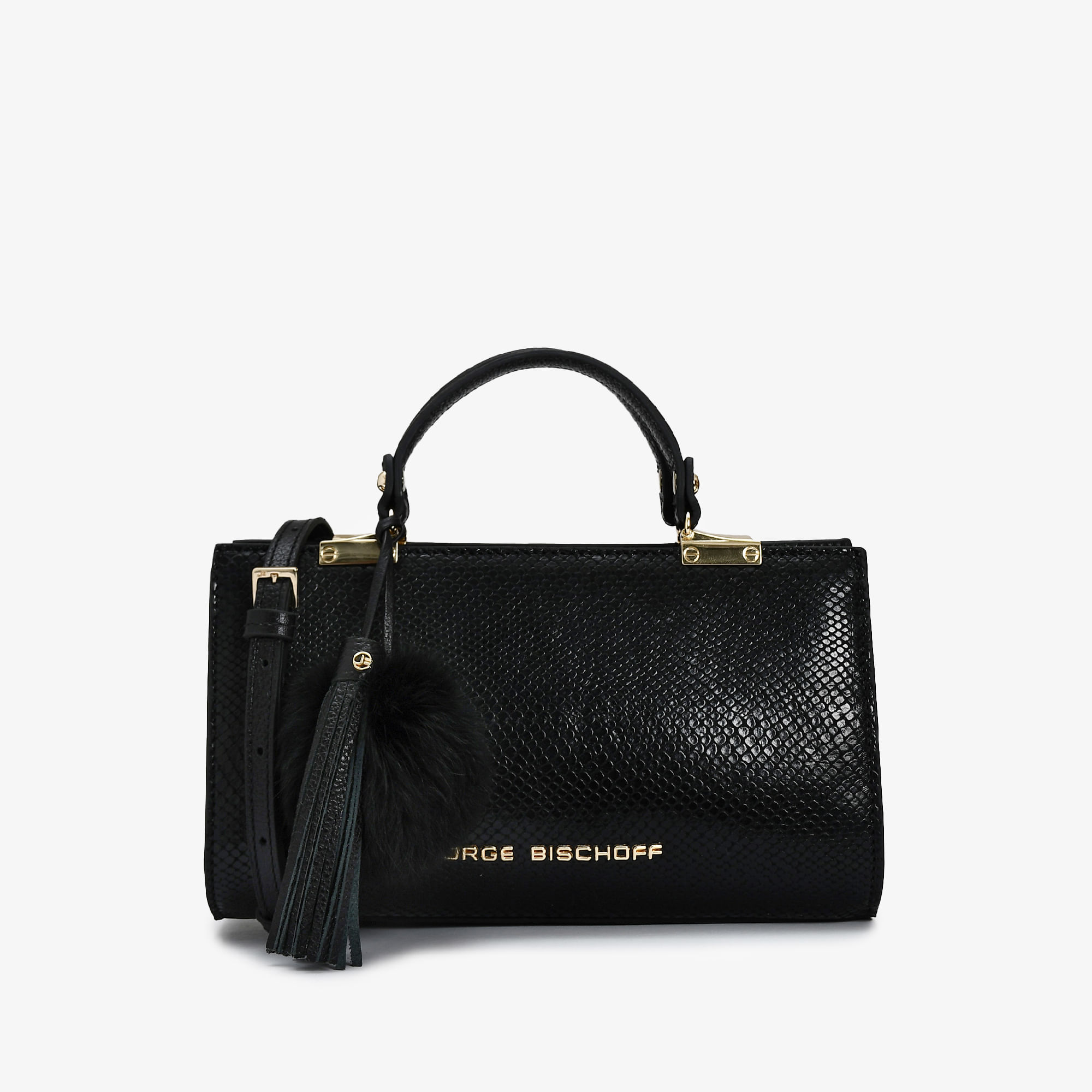 Bolsa Transversal Preto Snake Couro