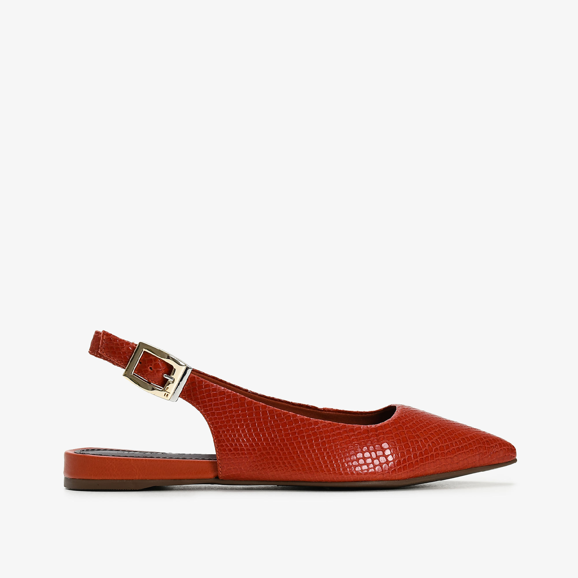 Slingback Caramelo Andina Snake Couro