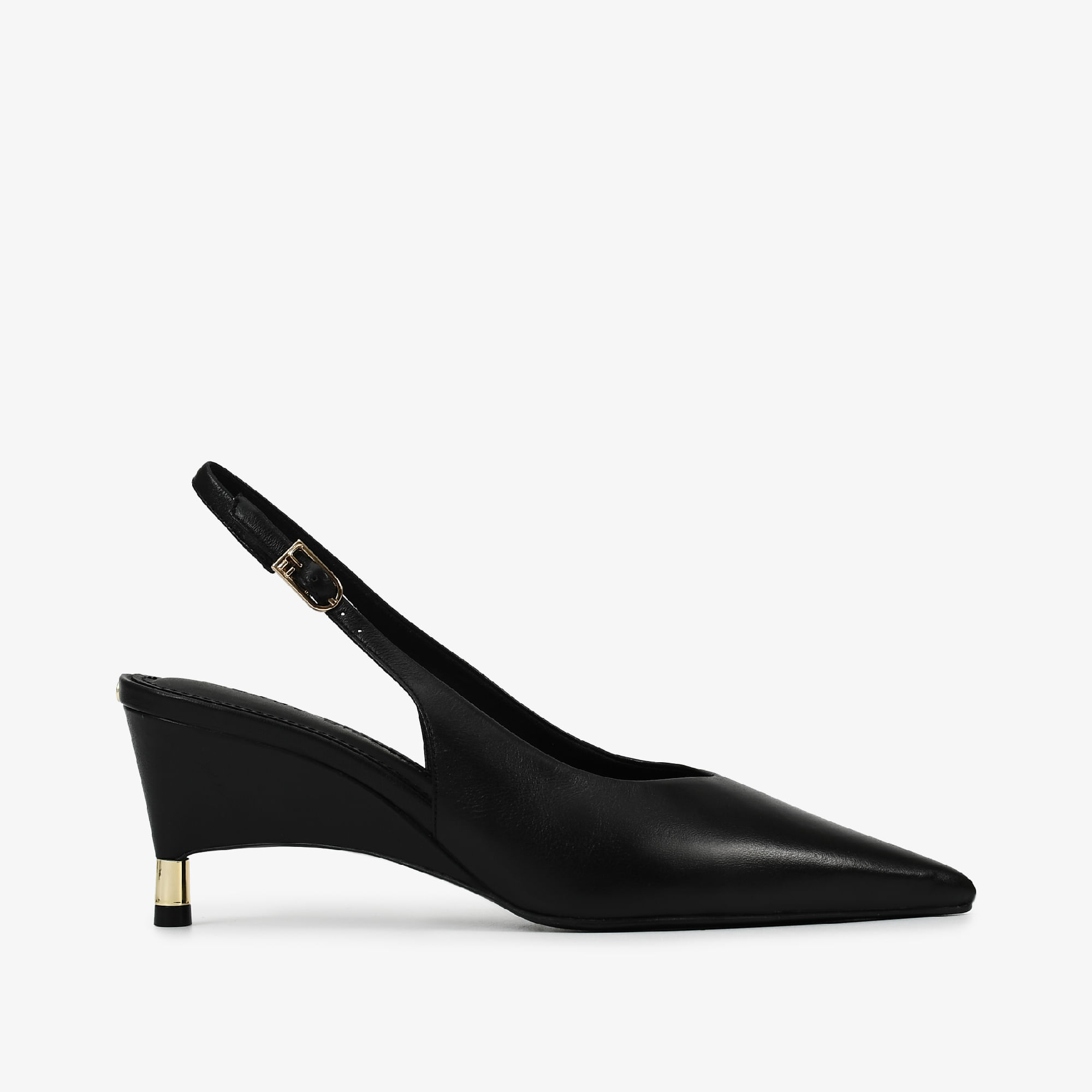 Slingback Preto Couro