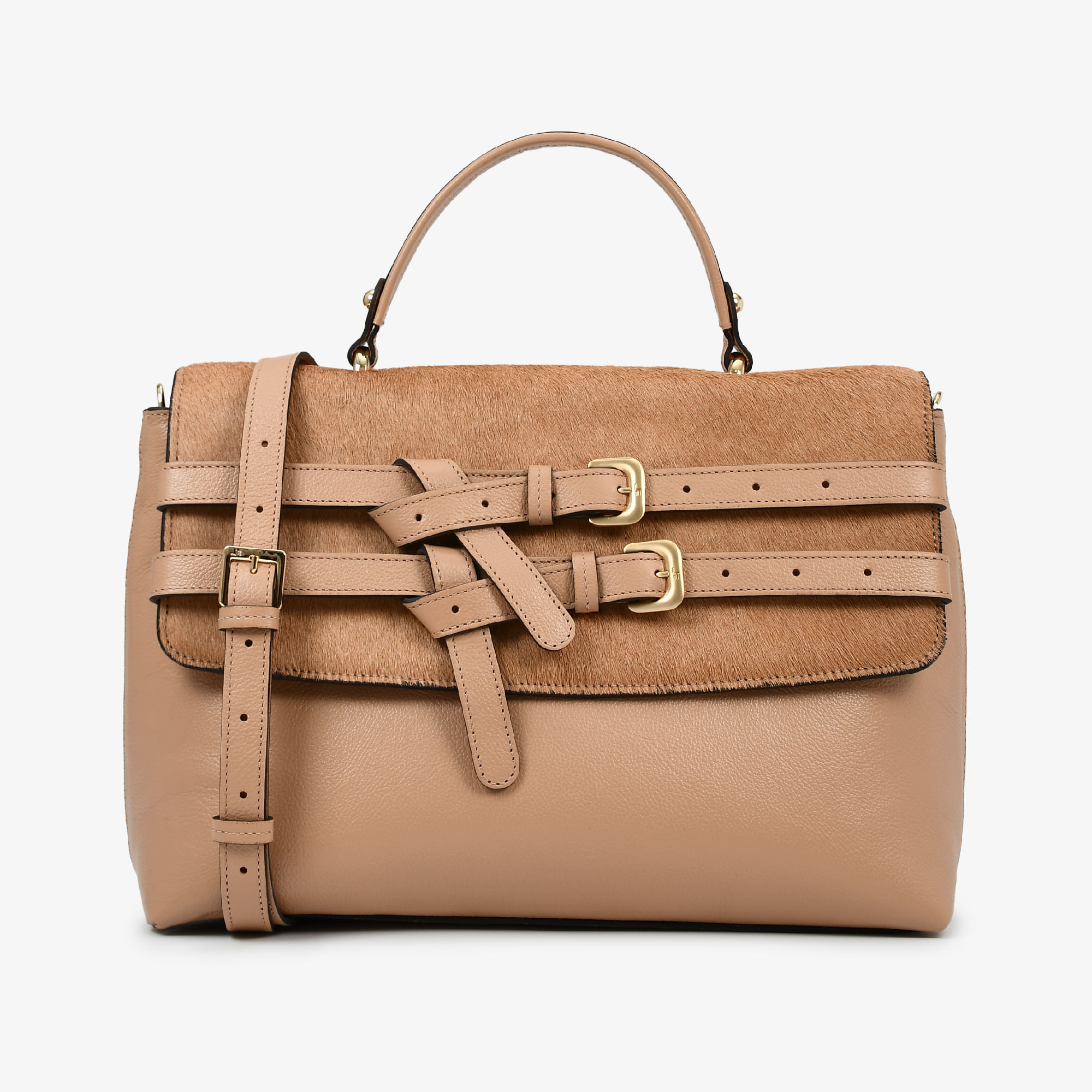 Bolsa De Ombro Nude Carvalho Pelo Liso Couro