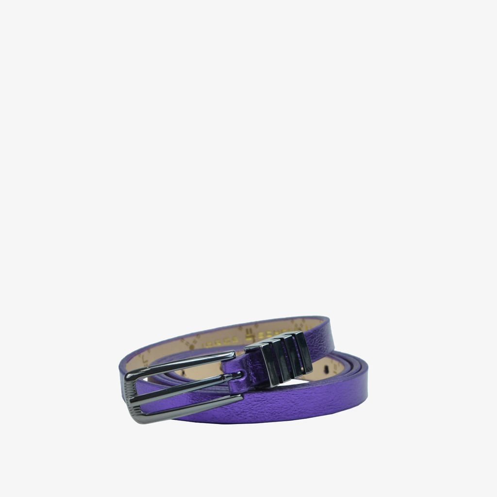 Cinto Fivela Roxo Metalizado Monograma Jb Couro
