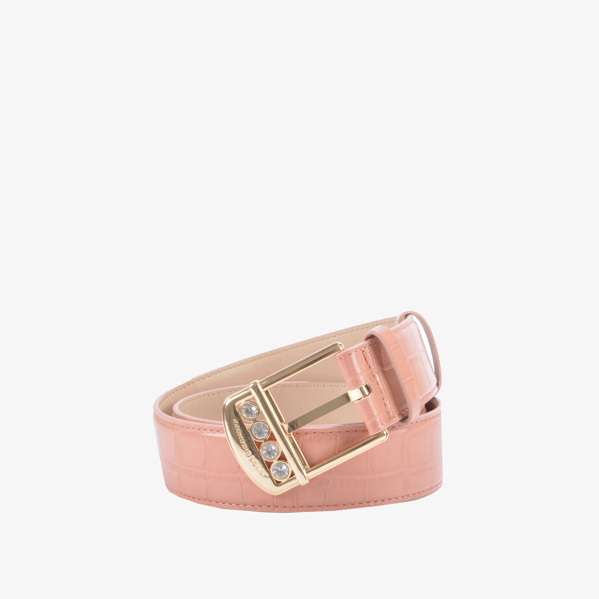 Cinto Rosé Macadamia Couro Croco