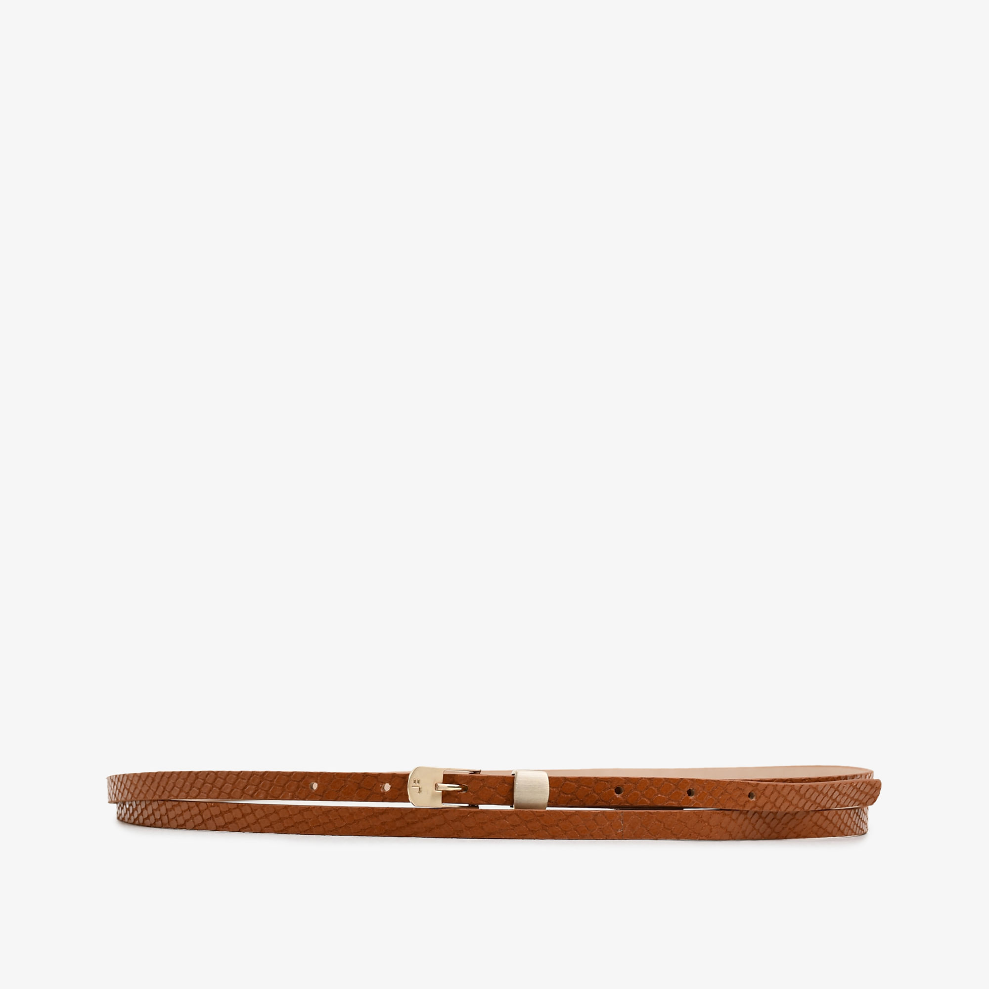 Cinto Fivela Caramelo Amêndoa Couro Snake