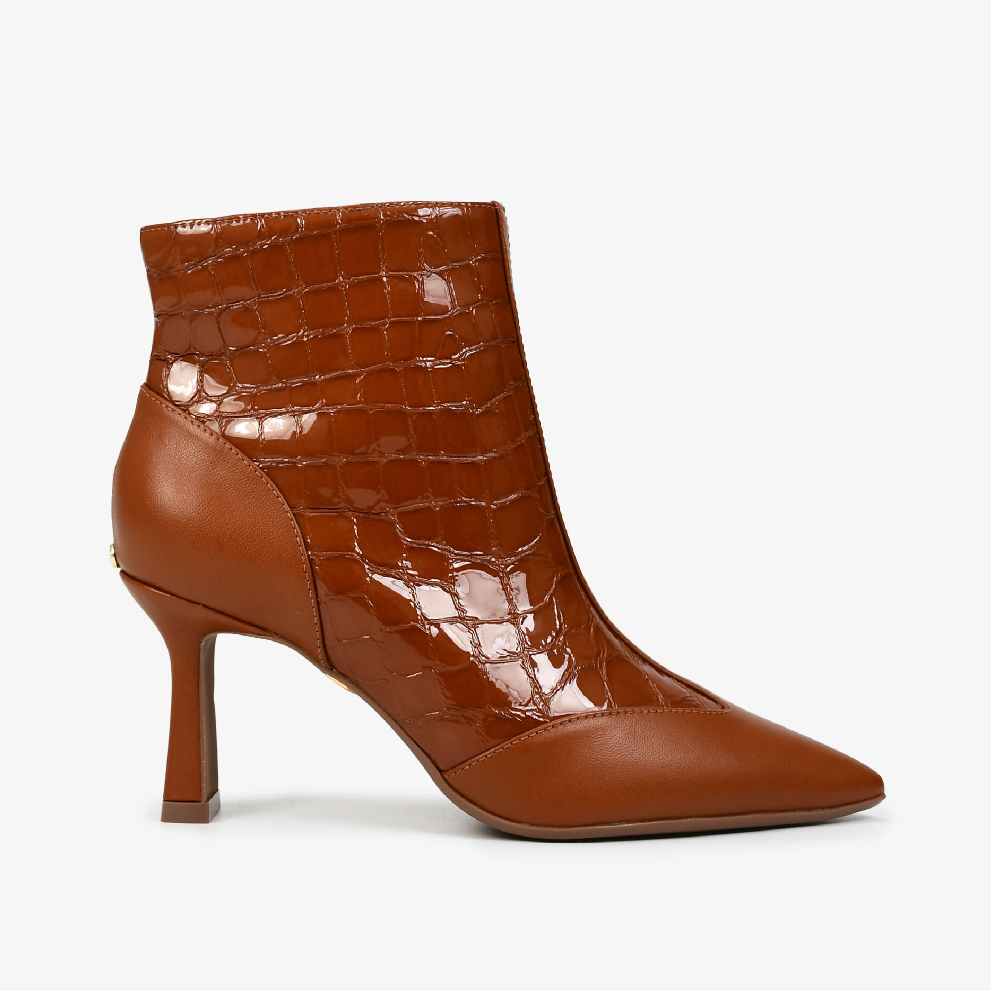 Bota Marrom Tabaco Couro Croco