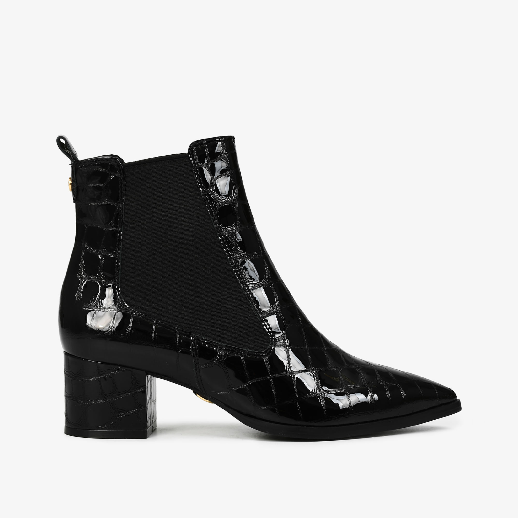 Bota Preto Couro Croco