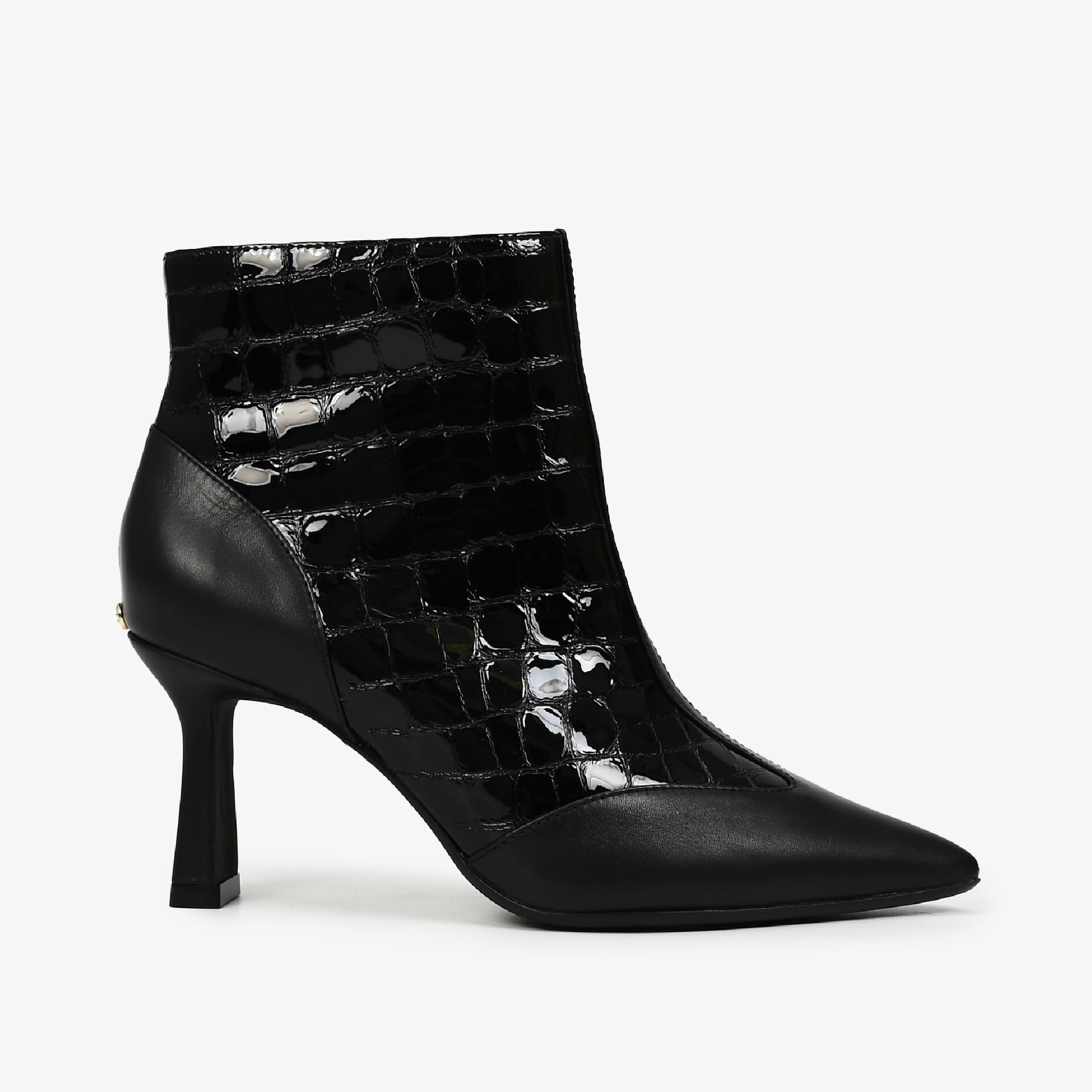 Bota Preto Couro Croco