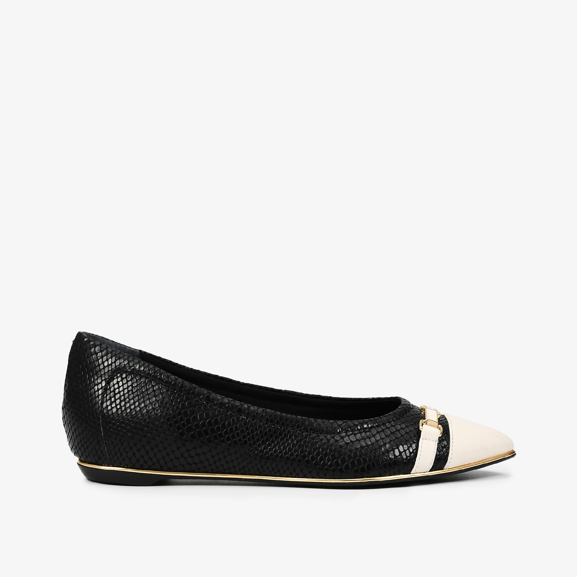 Sapatilha Preto E Branco Bridão Couro Snake