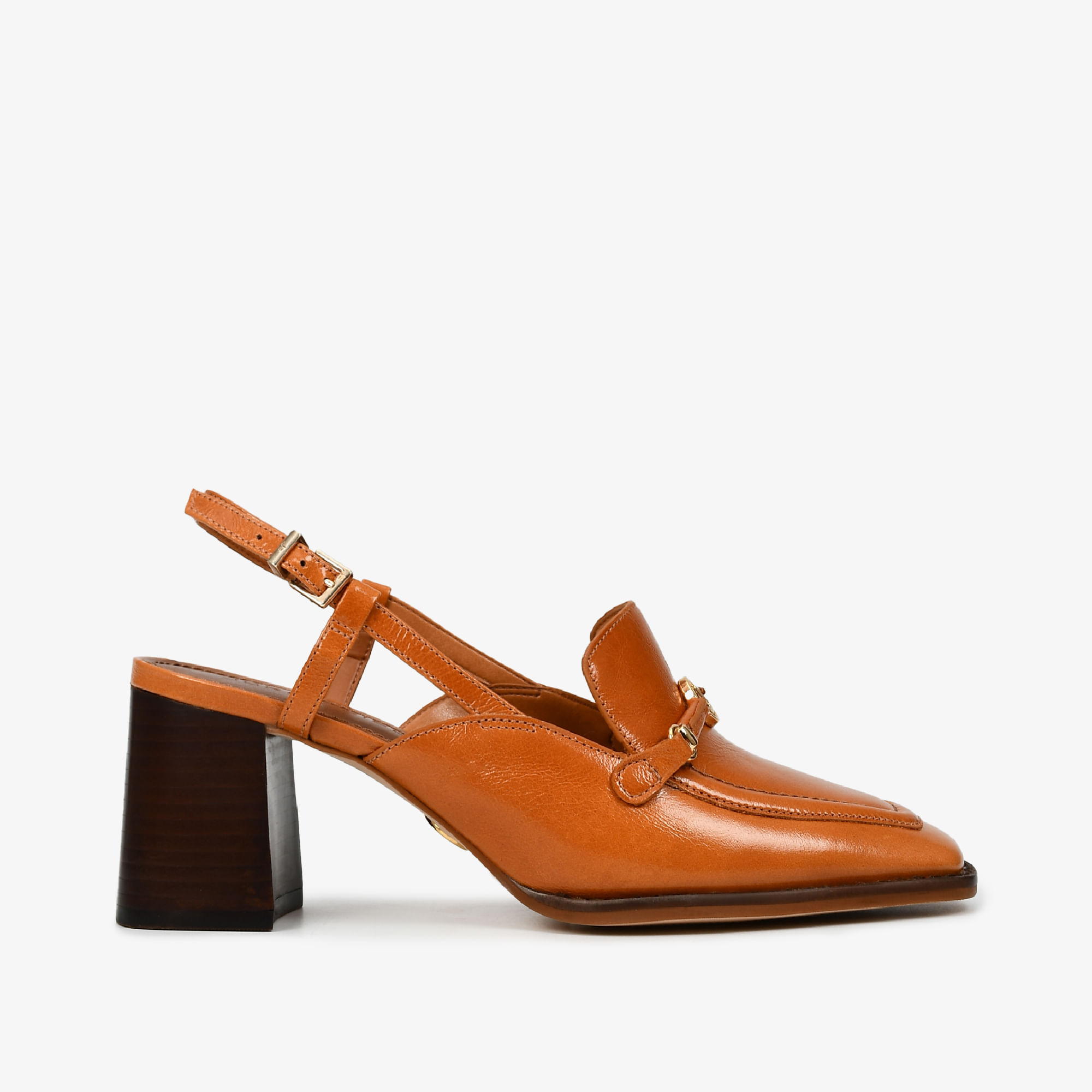 Slingback Caramelo Tanino Couro Caseinado