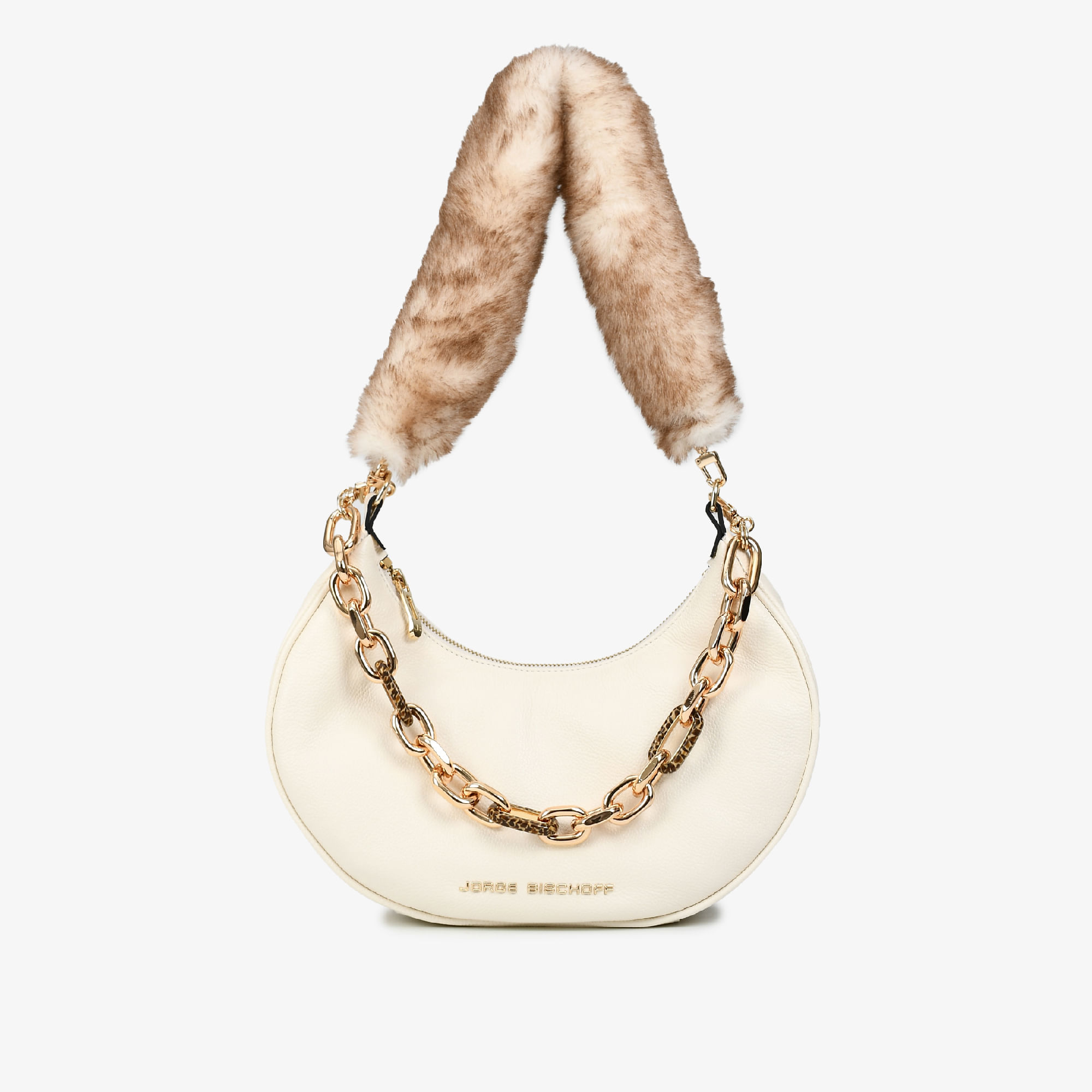 Bolsa De Ombro Off White Cordilheira Alça De Pelo Removível Couro