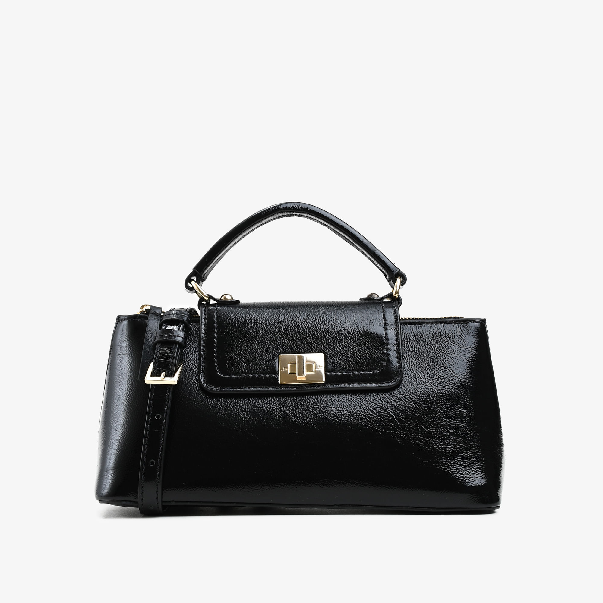 Bolsa Satchel Preto Couro