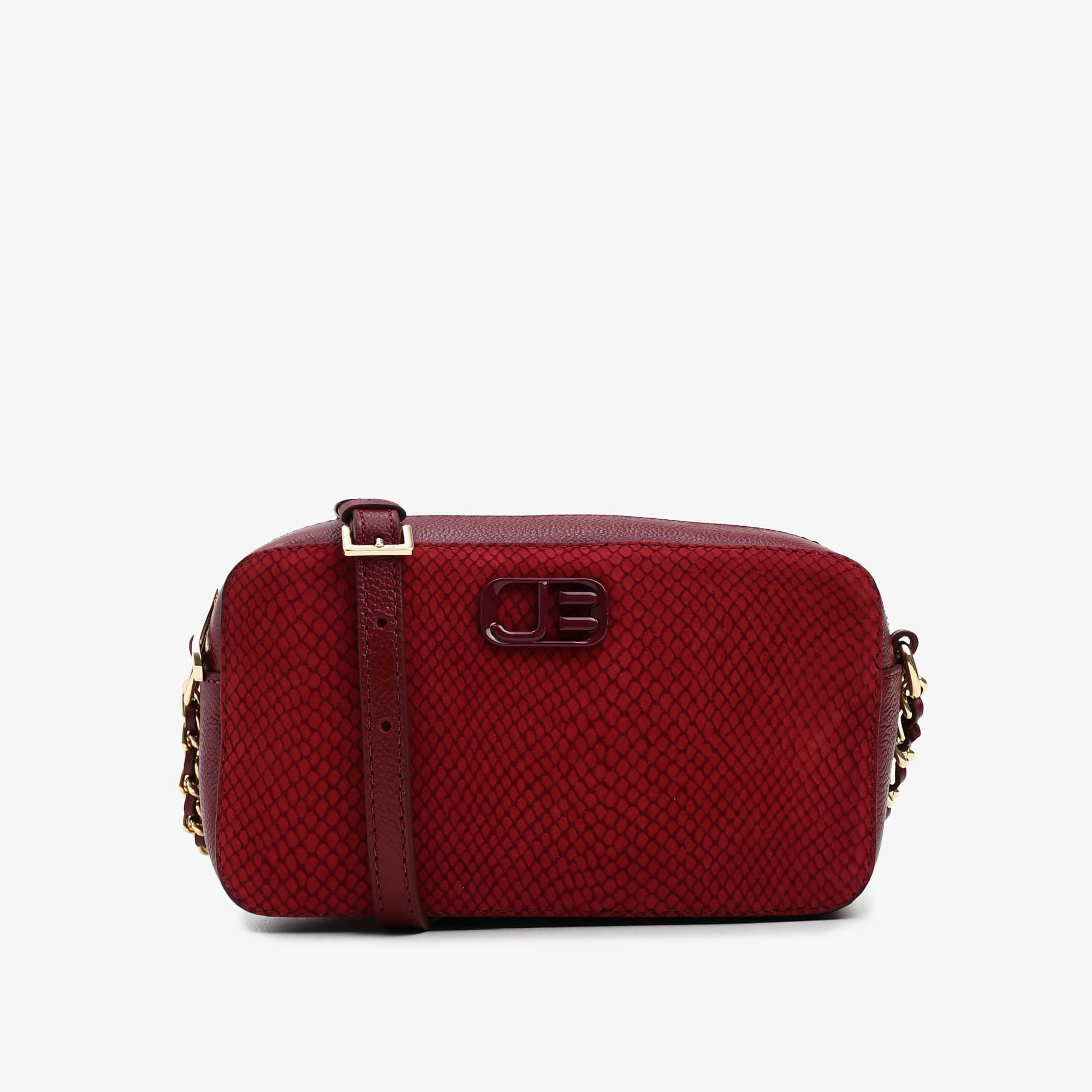 Bolsa Transversal Vinho Cabernet Couro Snake