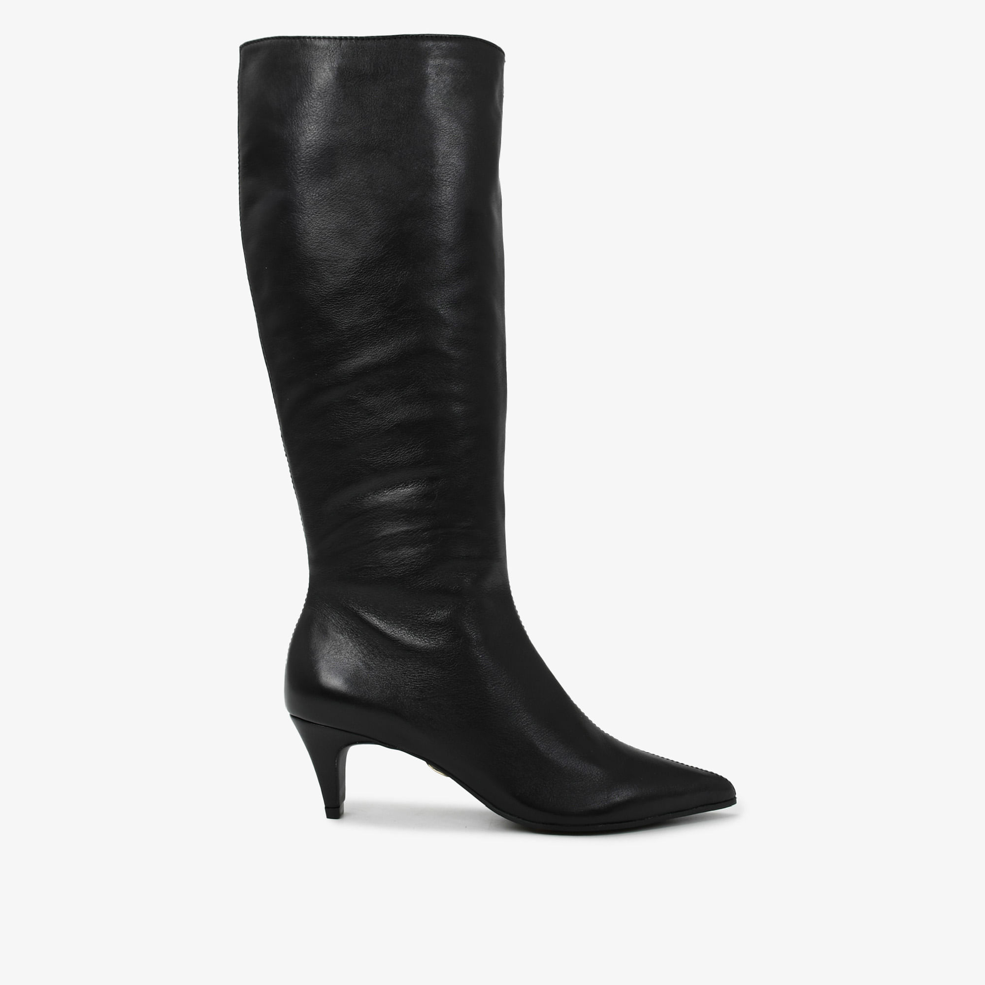 Bota Preto Bico Fino Couro