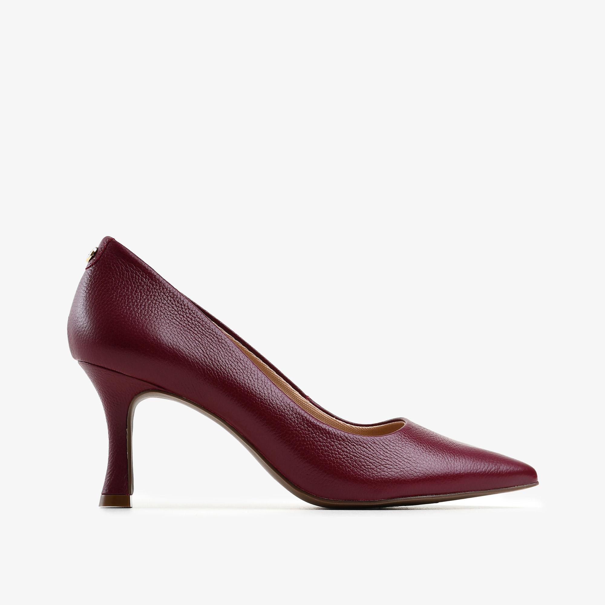 Scarpin Salto Fino Vinho Cabernet Couro
