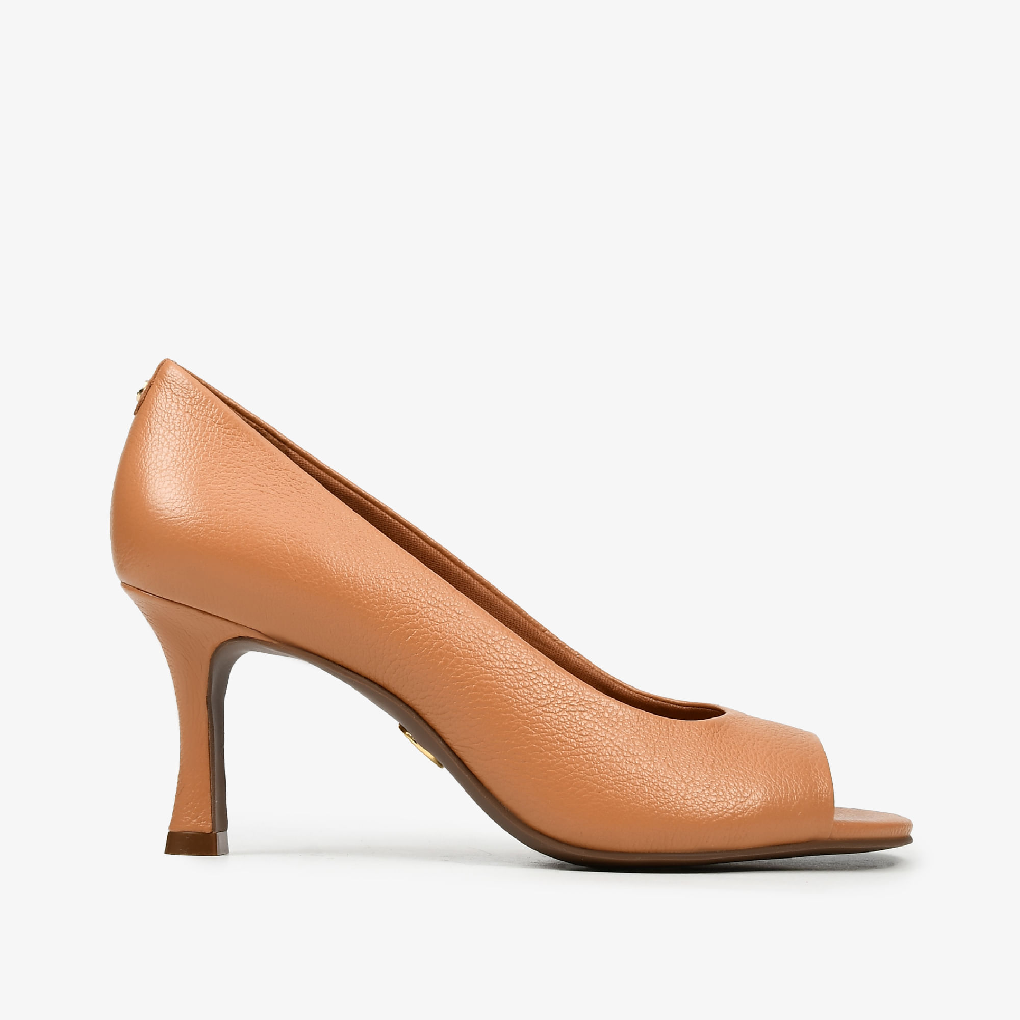 Peep Toe Caramelo Álamo Salto Fino  Couro