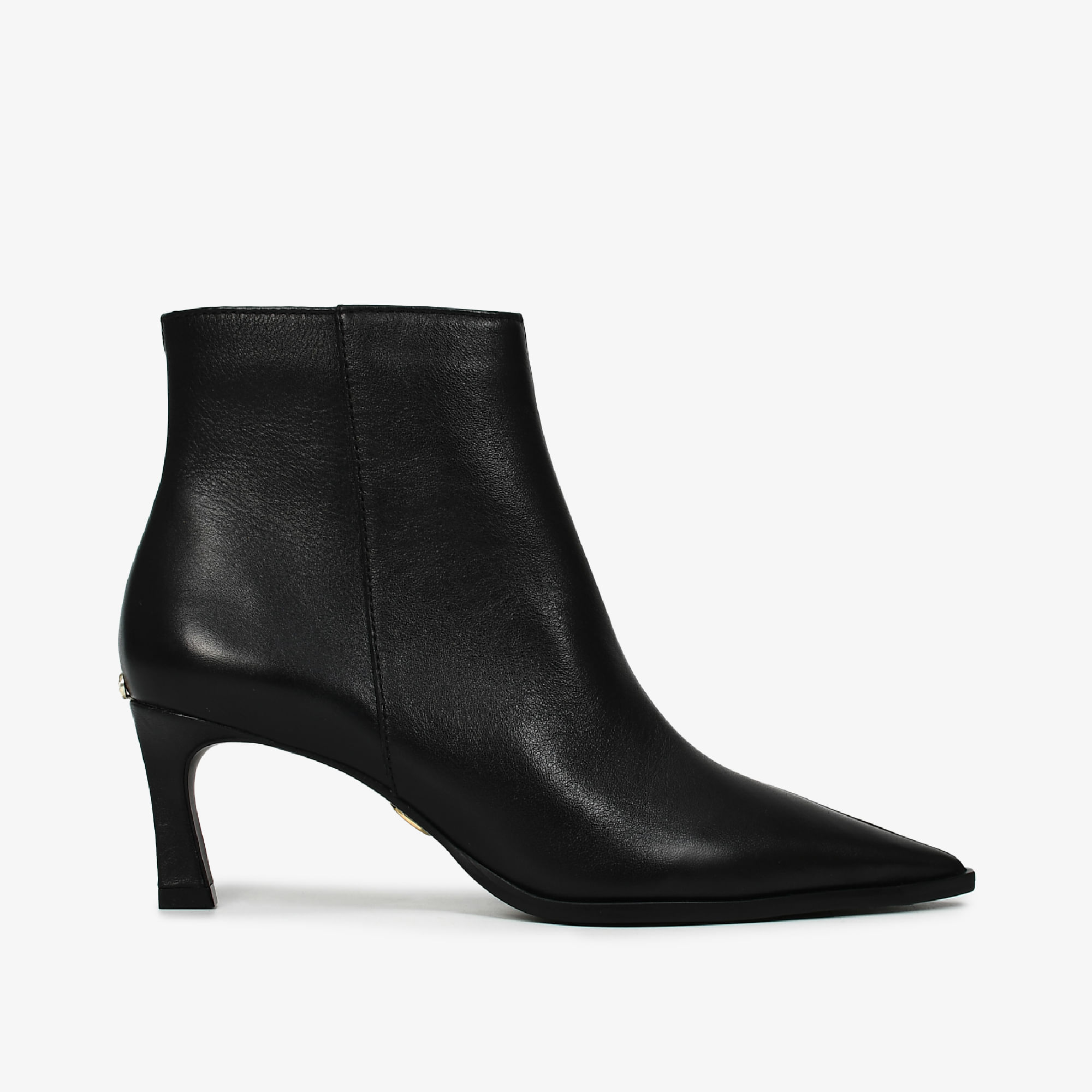 Bota Cano Baixo Preto Couro