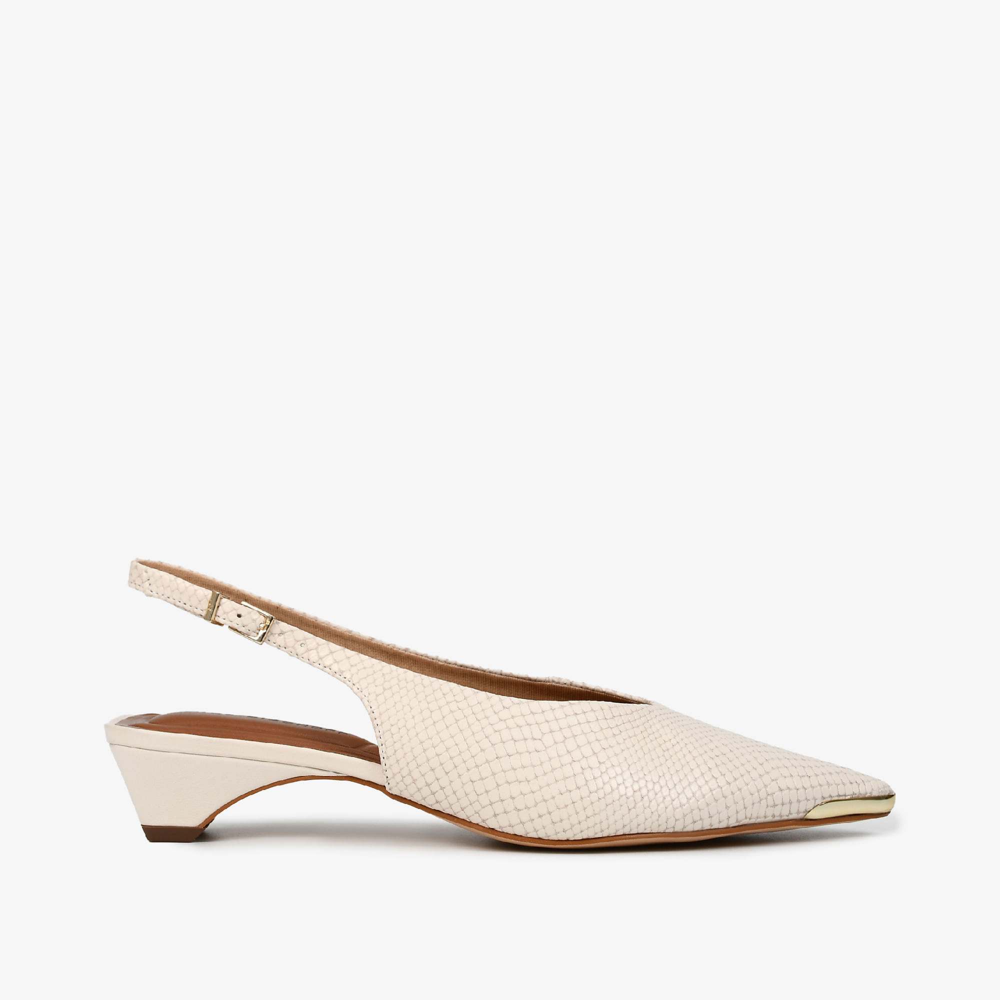 Slingback Off White Cordilheira Dourado Couro Snake