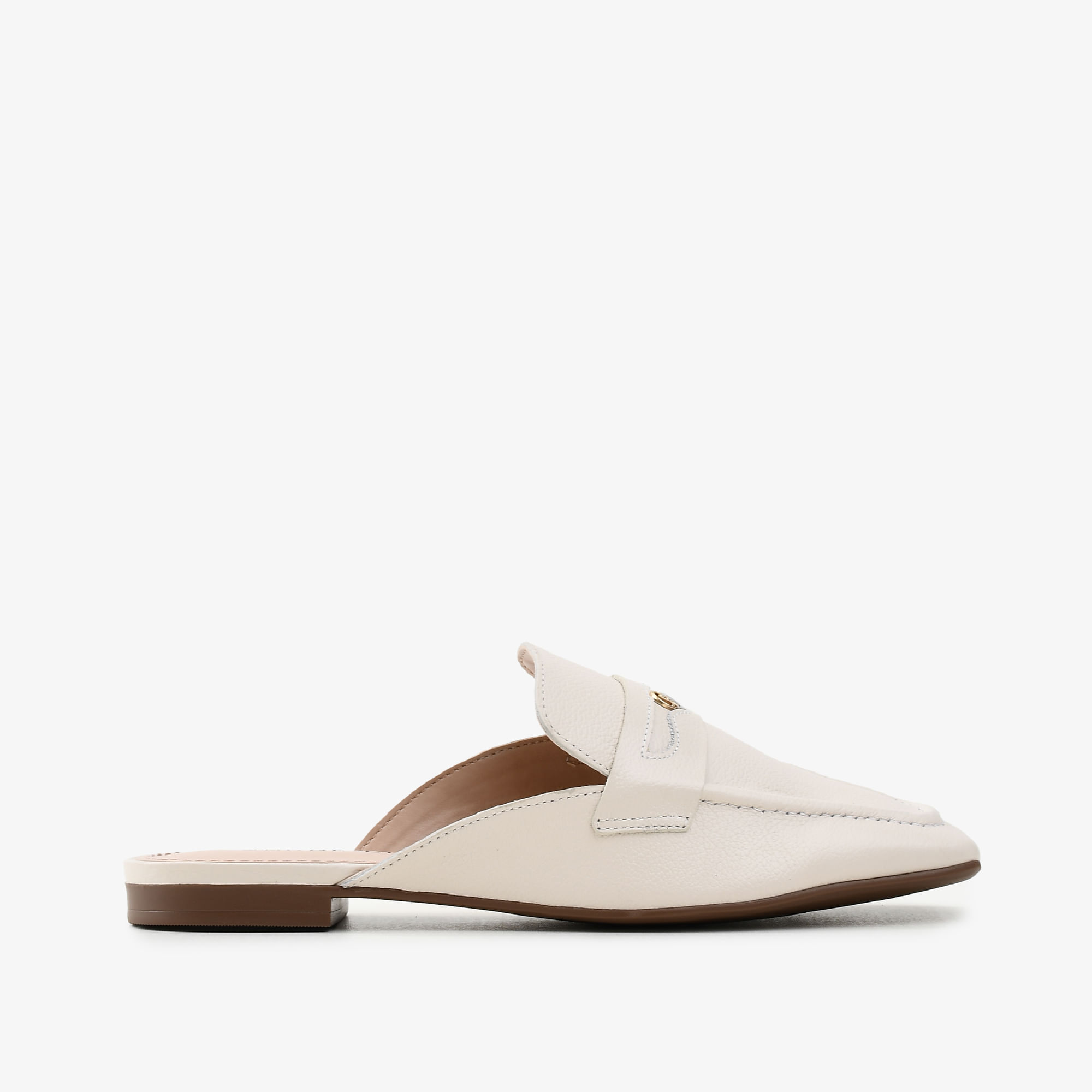 Mule Branco Couro