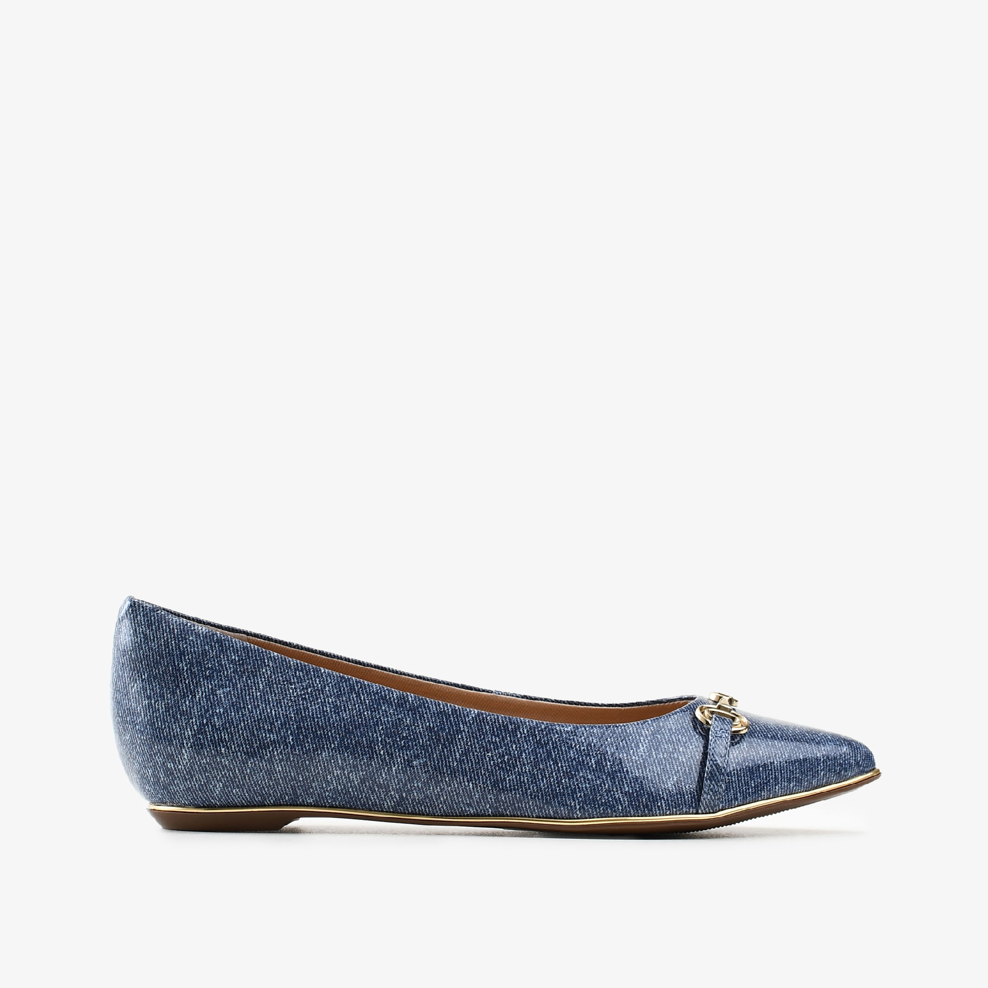 Sapatilha Azul Jeans Couro