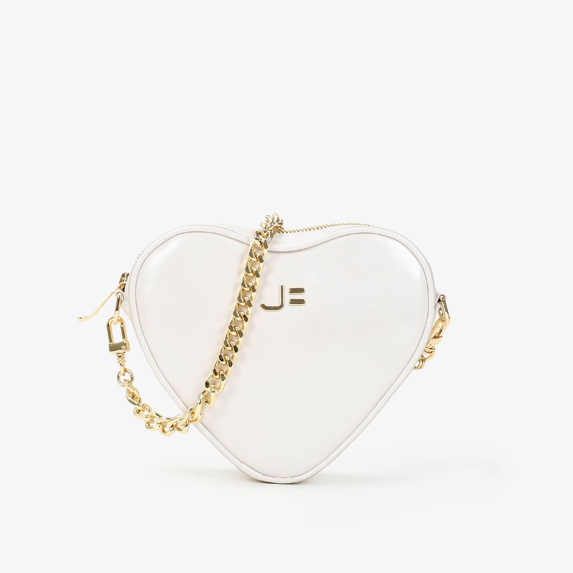 Bolsa De Ombro Branco Say Yes Coração Couro Acetinado