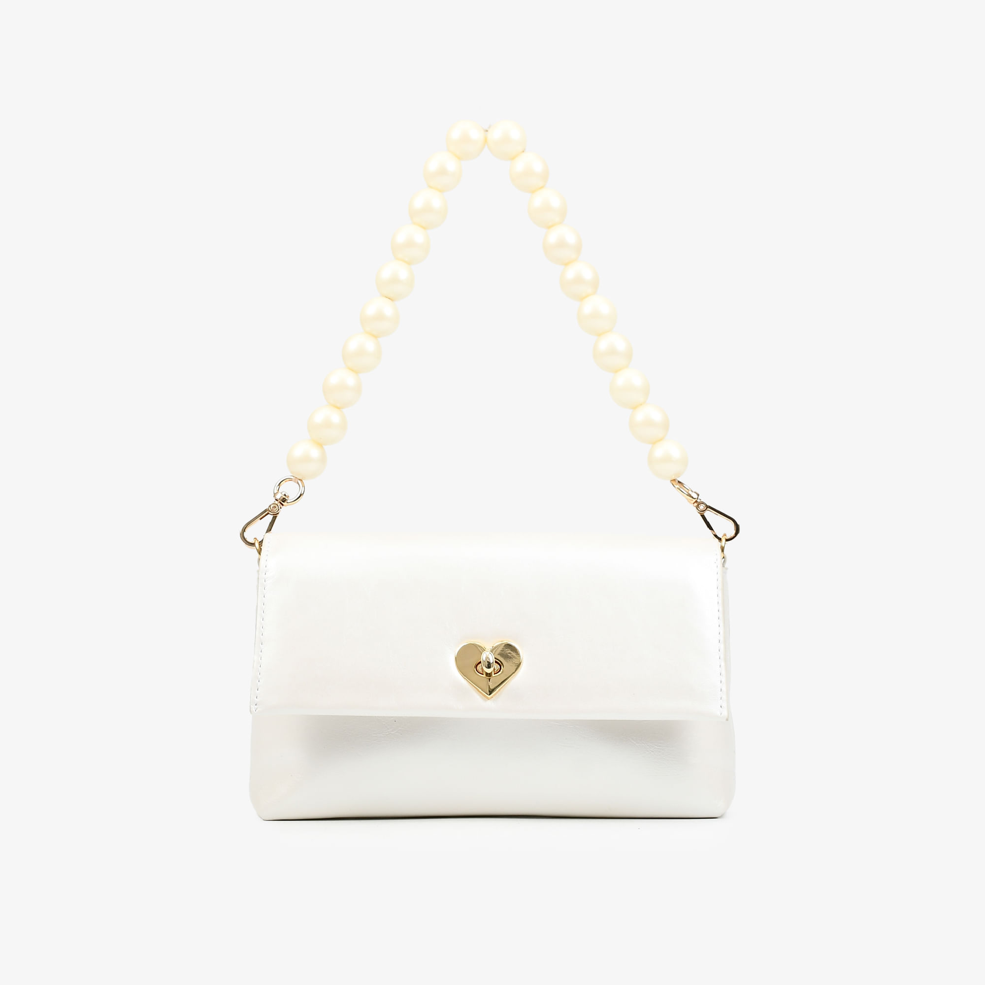 Bolsa De Ombro Branco Say Yes Couro Acetinado
