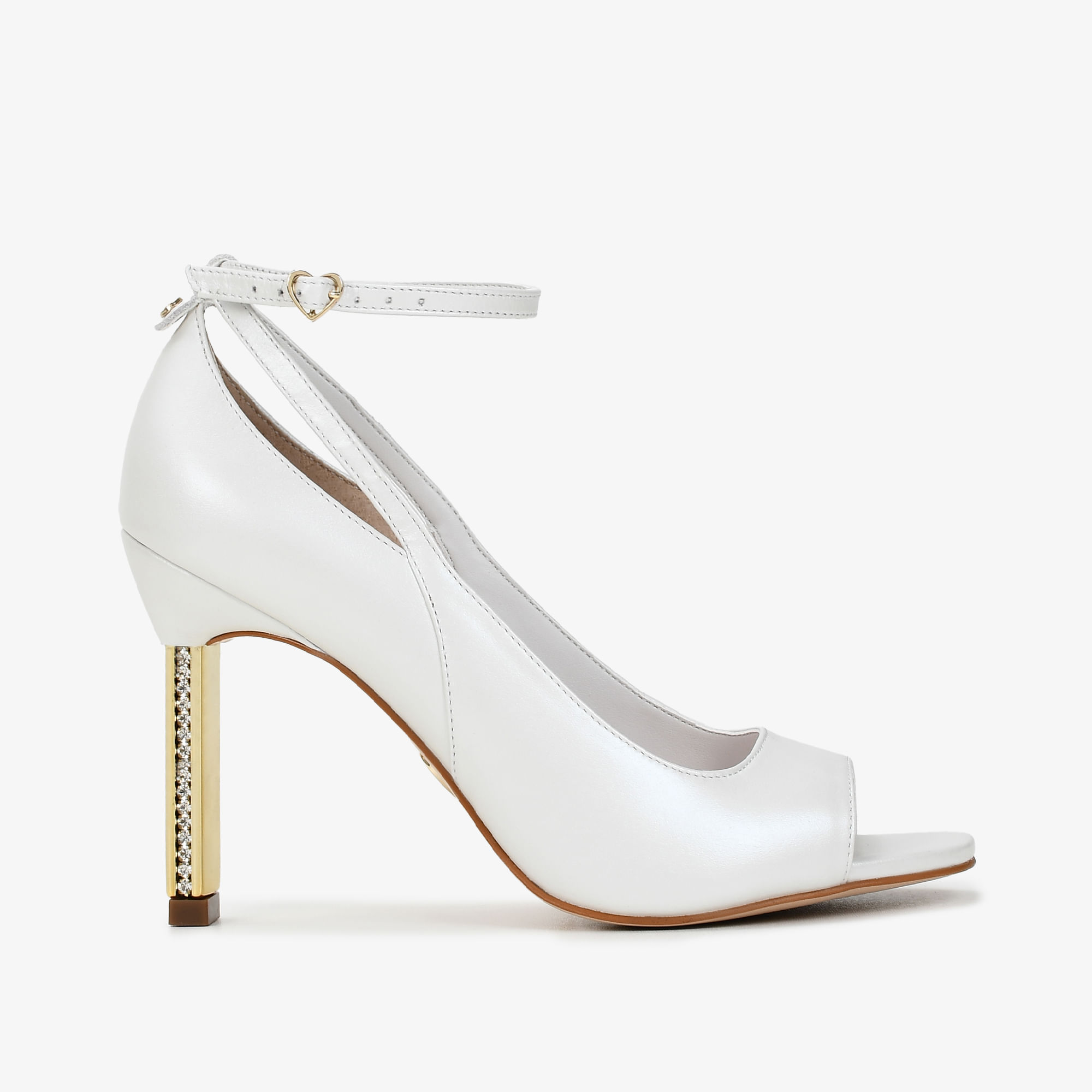 Scarpin Branco Say Yes Salto Couro Acetinado