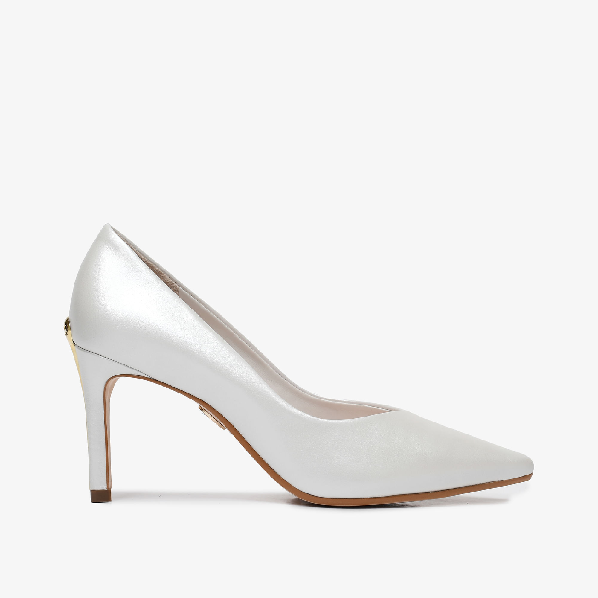 Scarpin Branco Say Yes Salto Fino Couro Acetinado