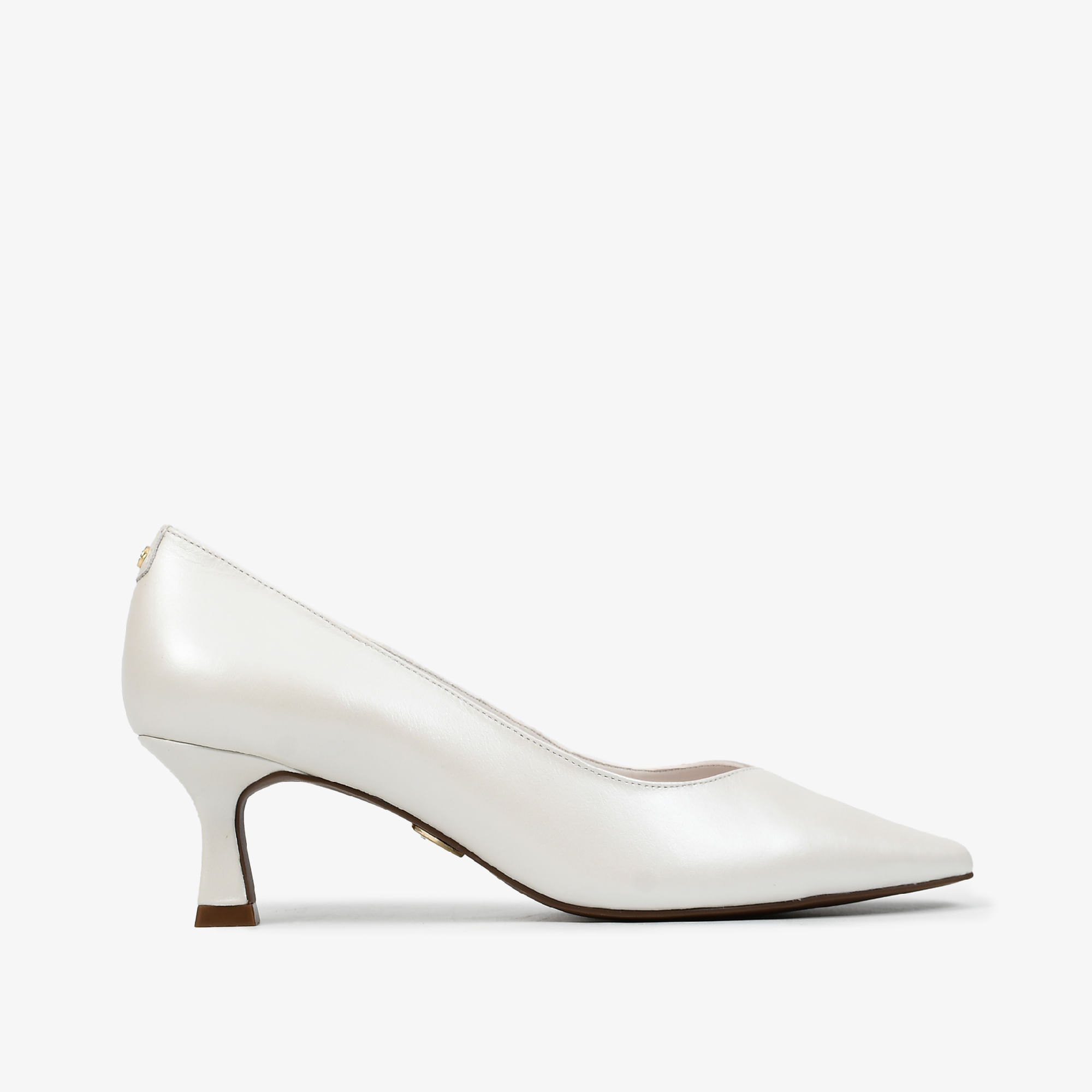 Scarpin Branco Say Yes Salto Médio Couro Acetinado