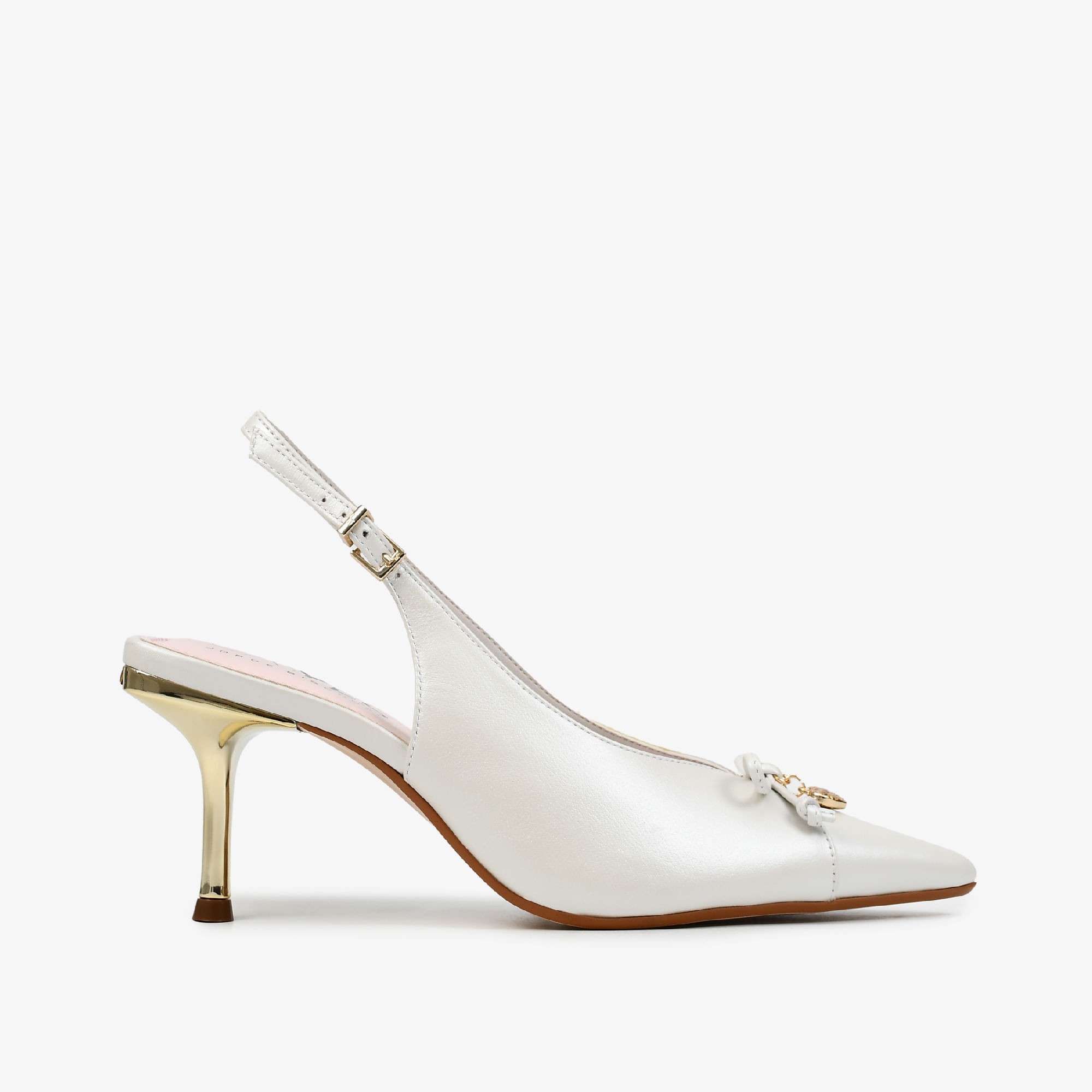 Slingback Branco Say Yes Couro Acetinado