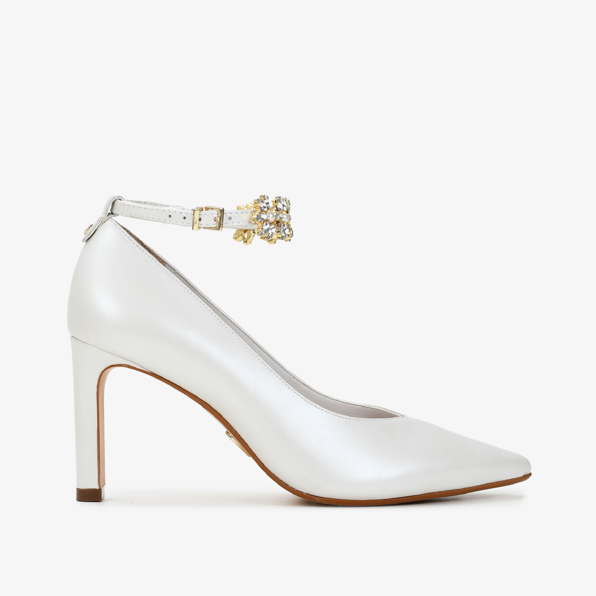 Scarpin Branco Say Yes Salto Médio Couro Acetinado