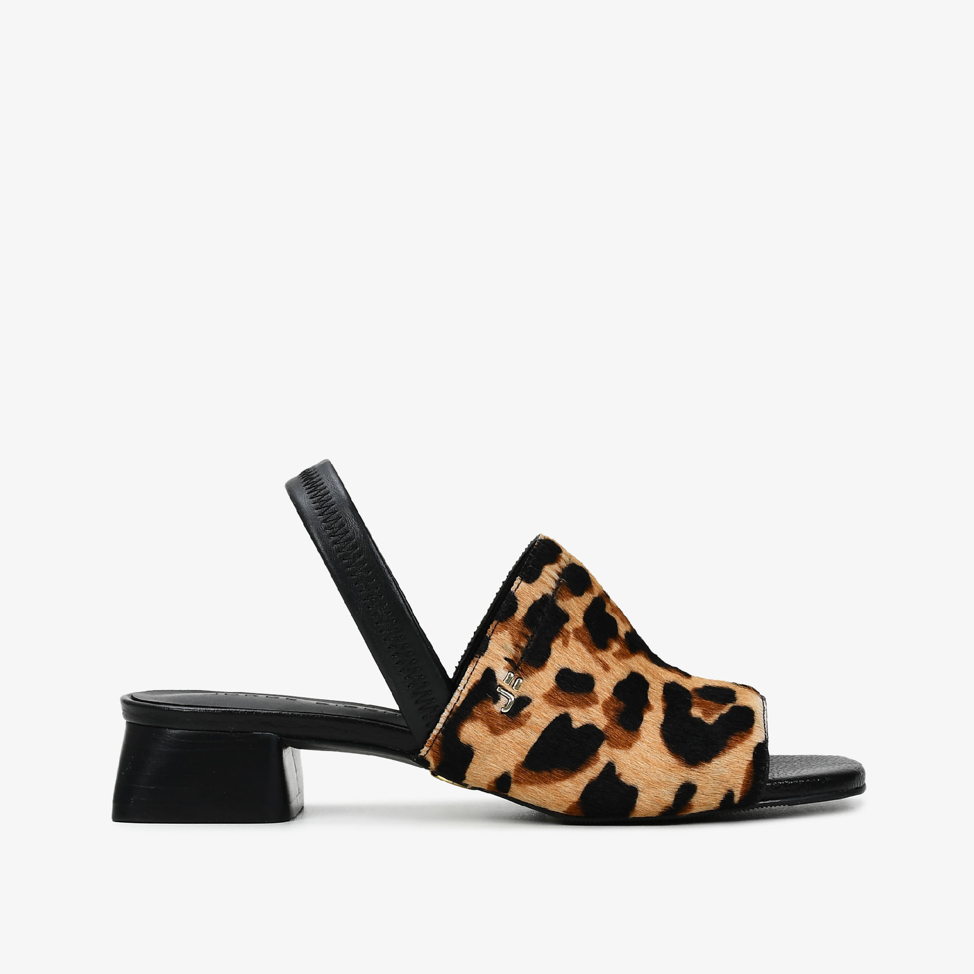Sandália Salto Bloco Leopardo Tabaco Pelo