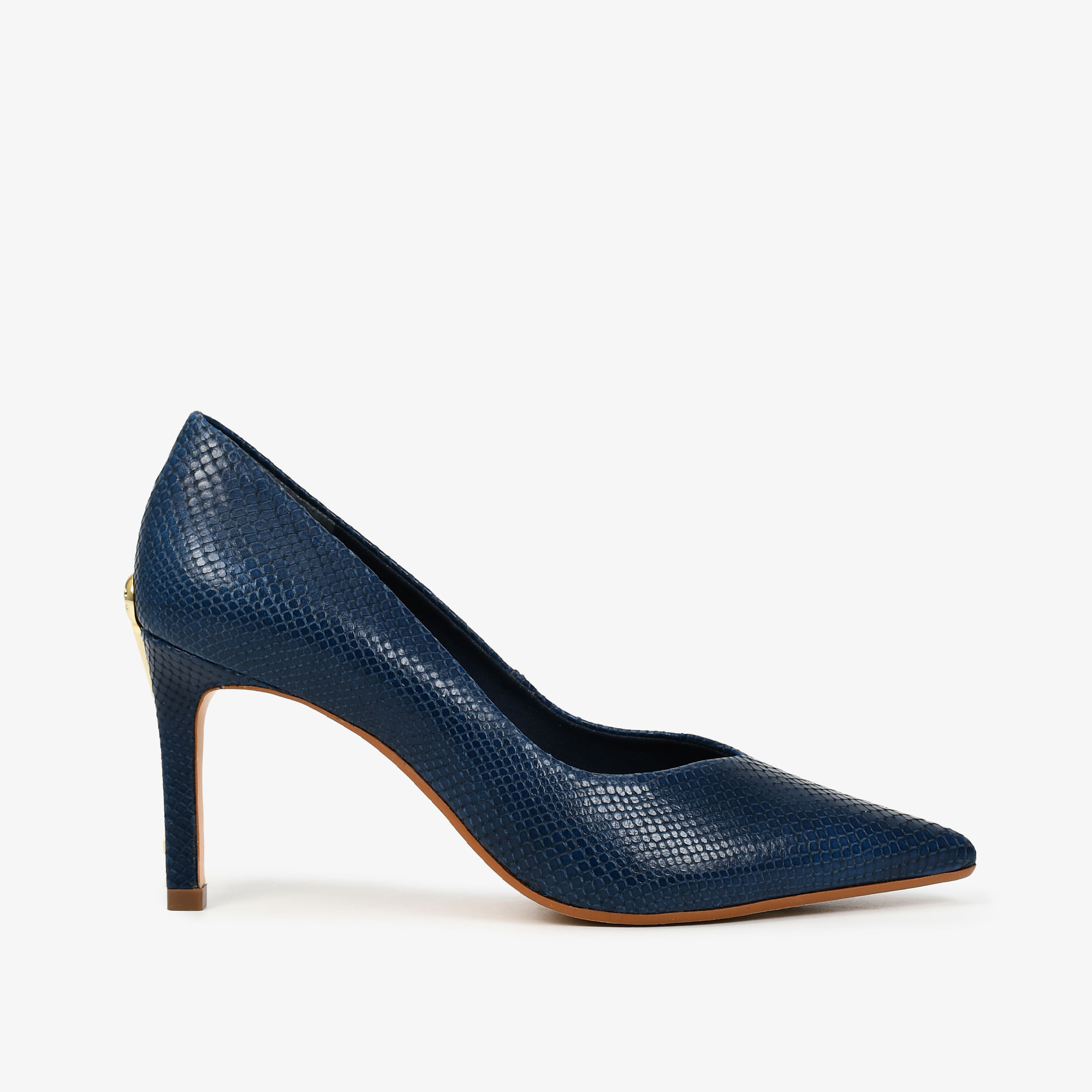 Scarpin Marinho Uco Mandala JB Couro Snake