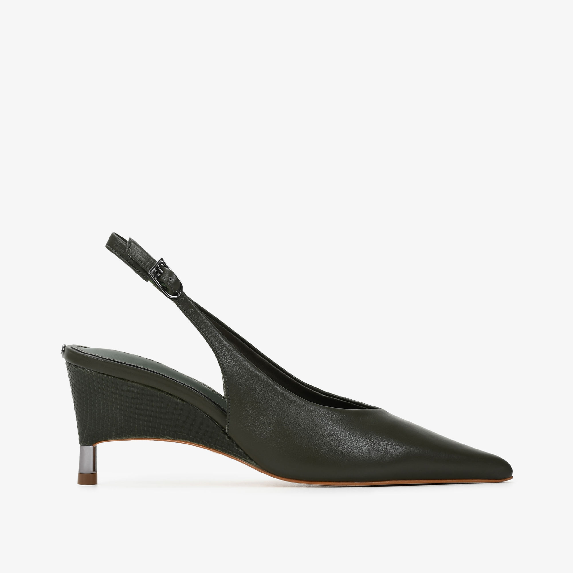 Slingback Verde Videira Couro