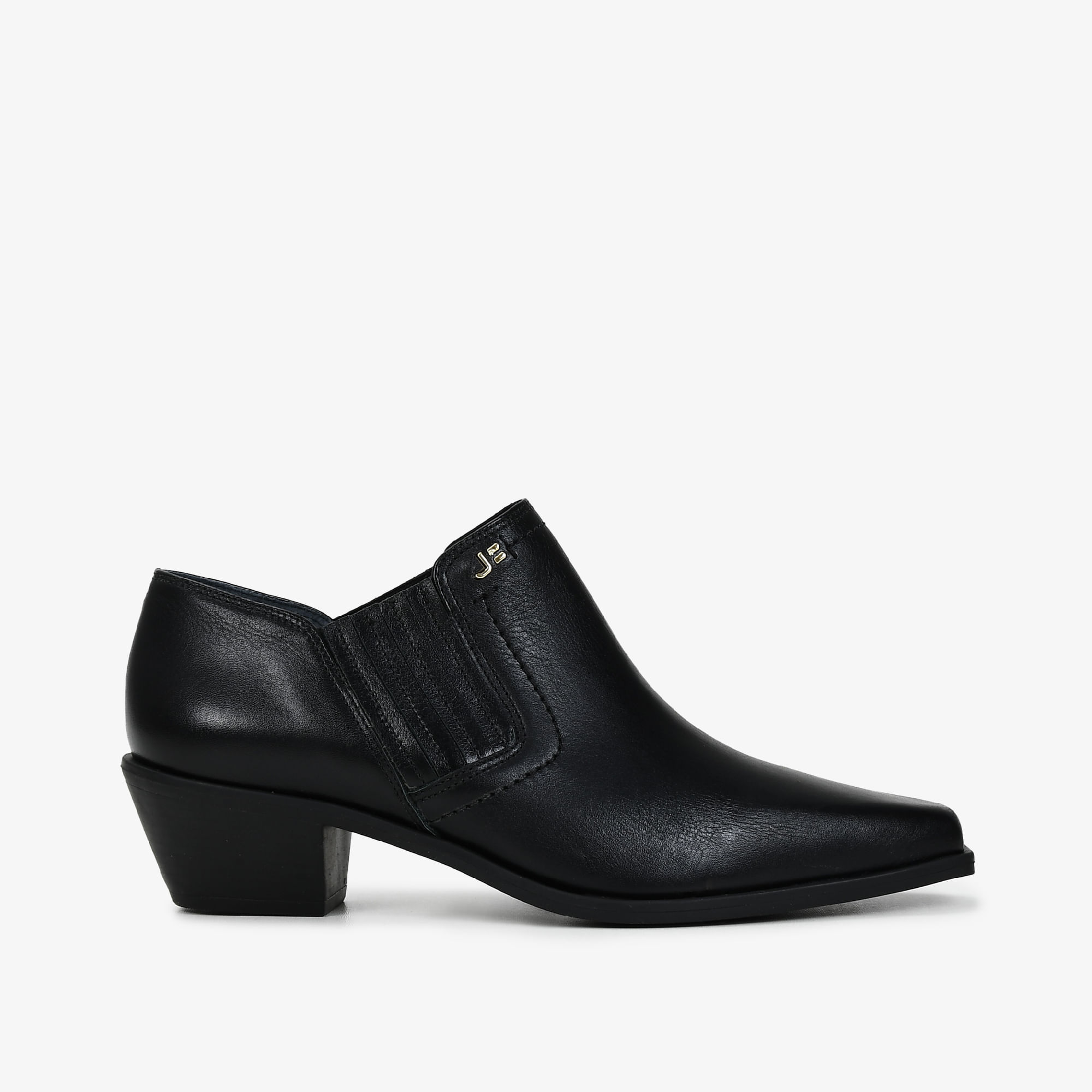 Bota Cano Baixo Preto Couro