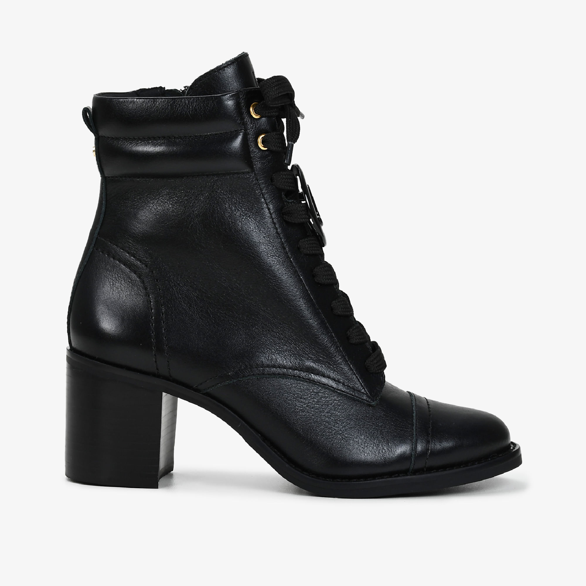 Bota Cano Médio Preto Couro
