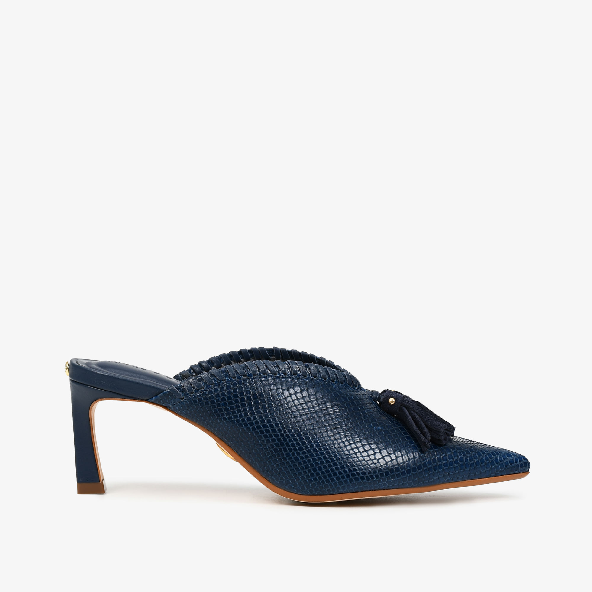 Mule Marinho Uco Couro Snake
