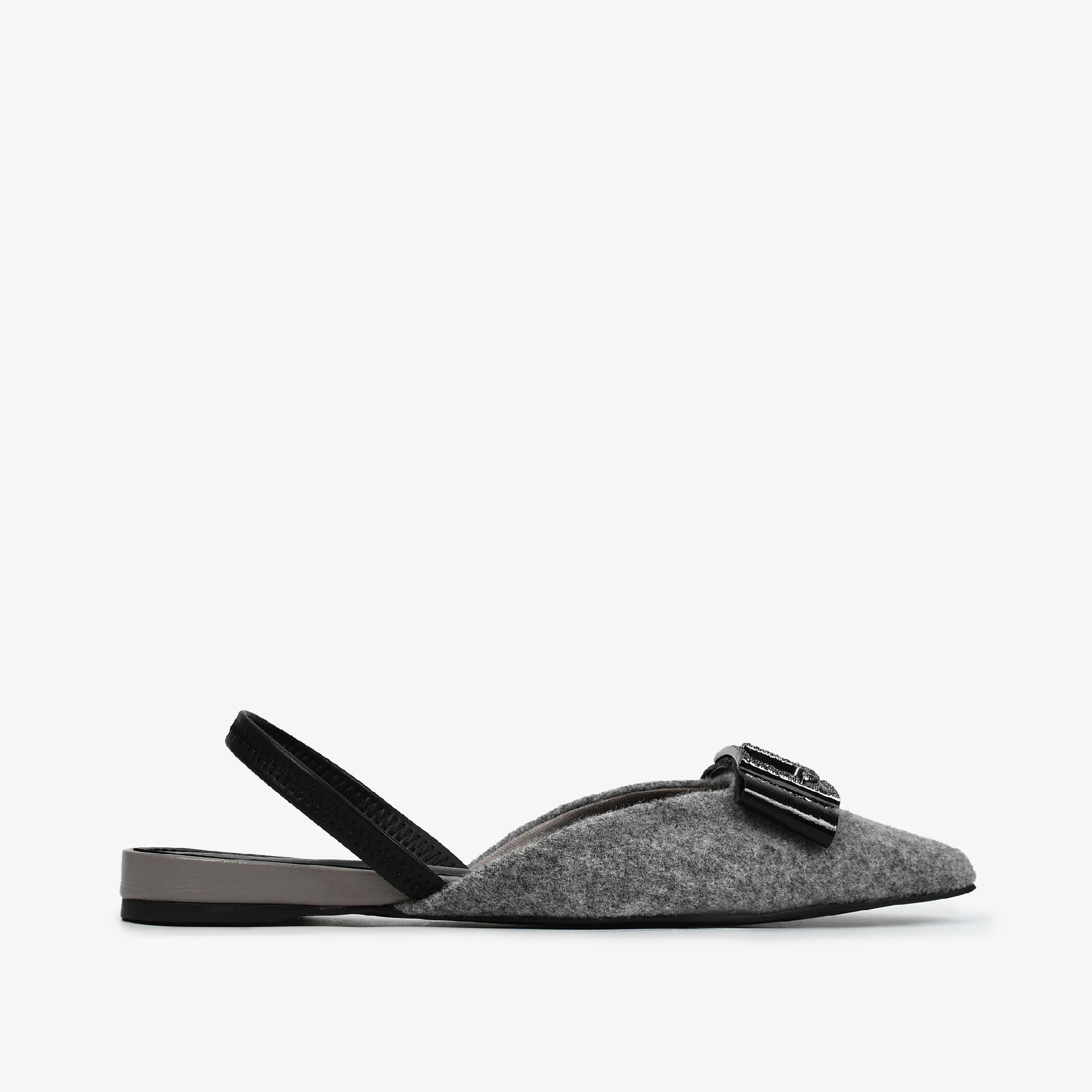 Slingback Cinza Calcário Tecido