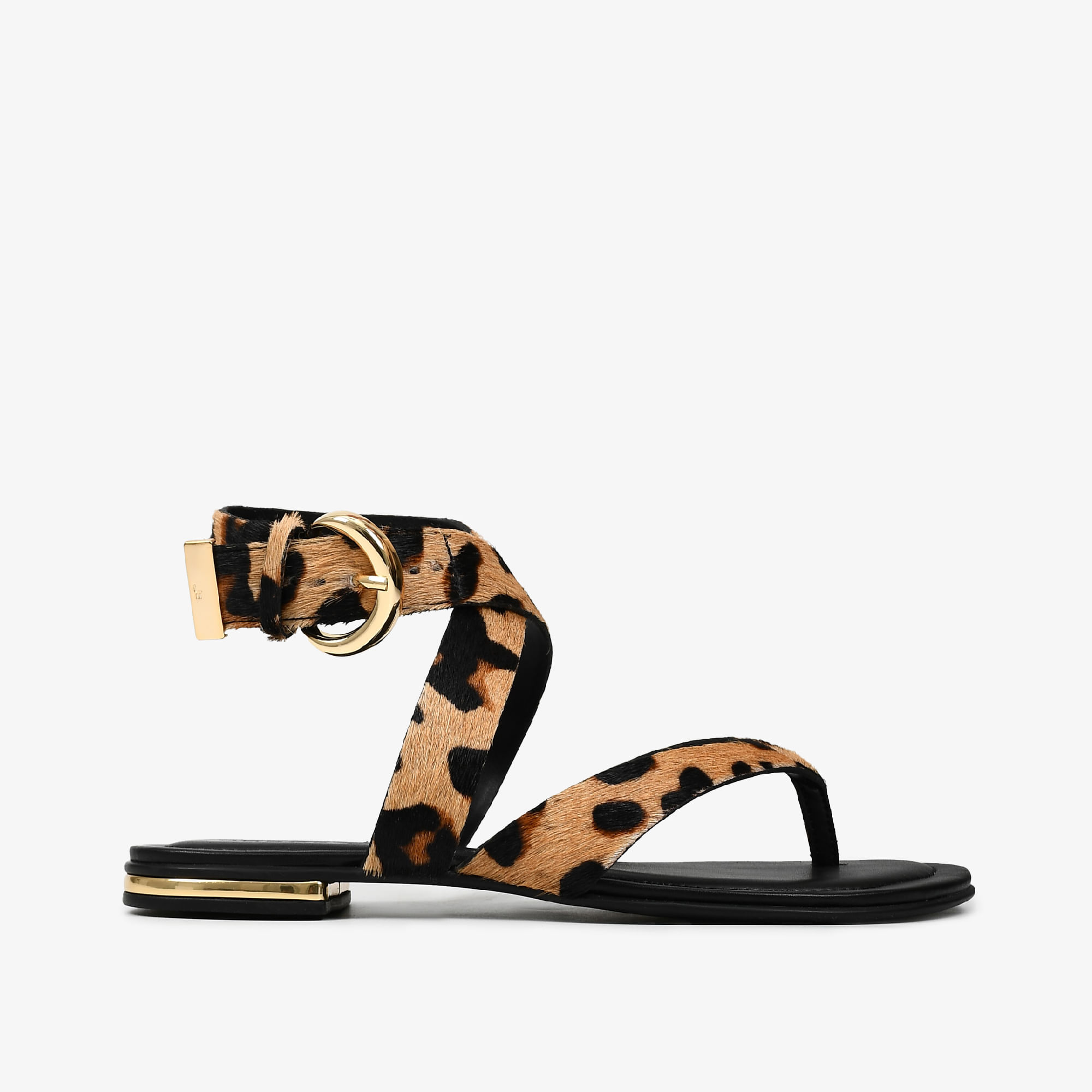 Sandália Rasteira Leopardo Tabaco Pelo