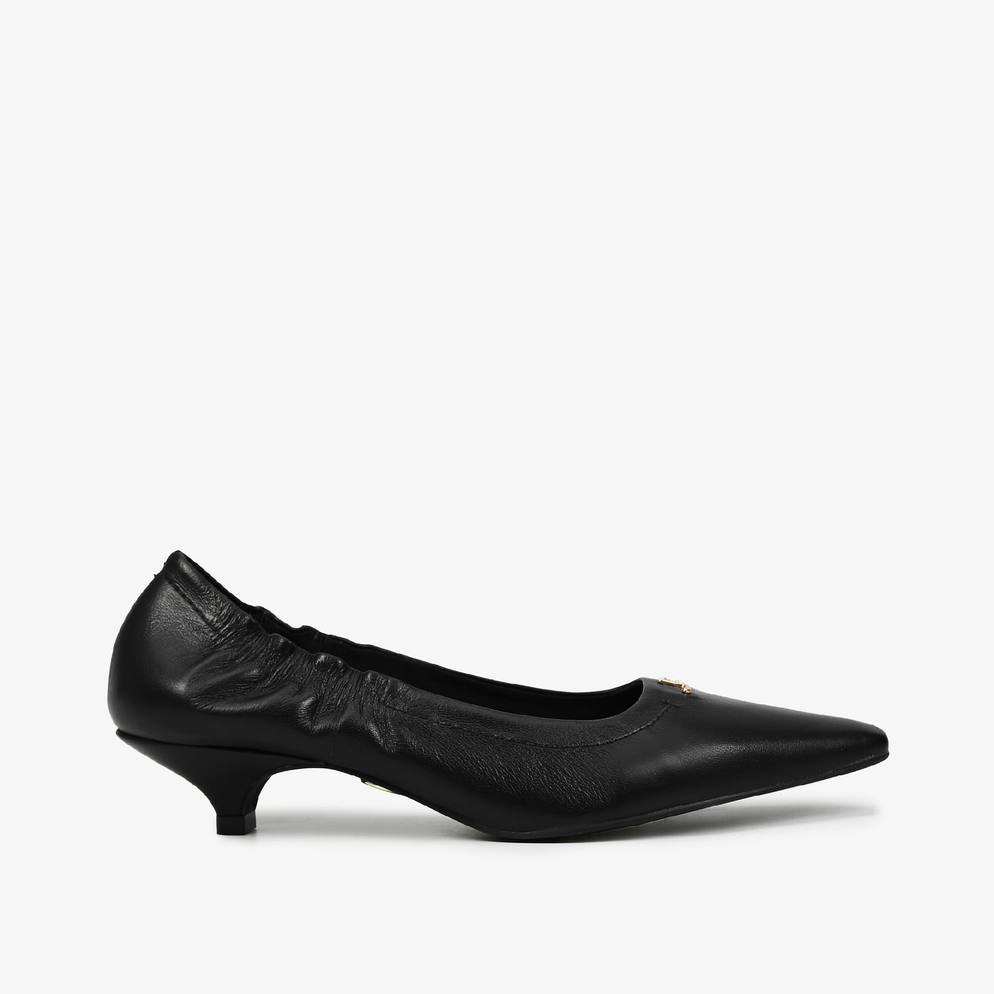 Scarpin Elástico Preto Couro