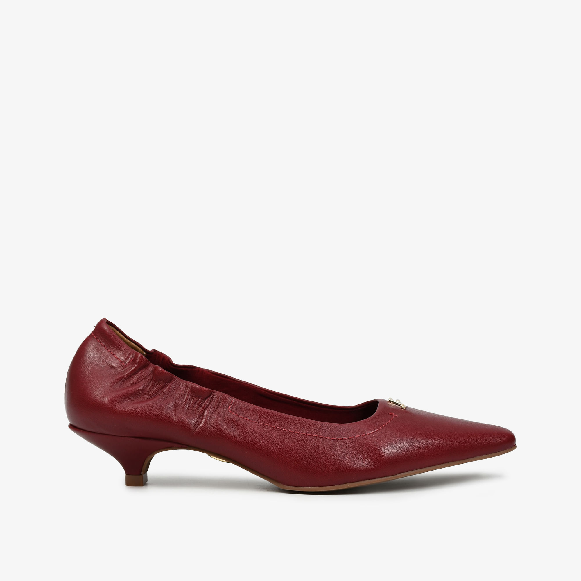 Scarpin Elástico Vinho Cabernet Couro