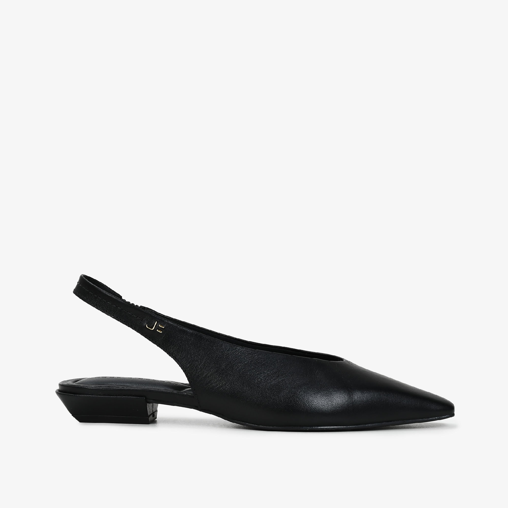 Slingback Preto Couro