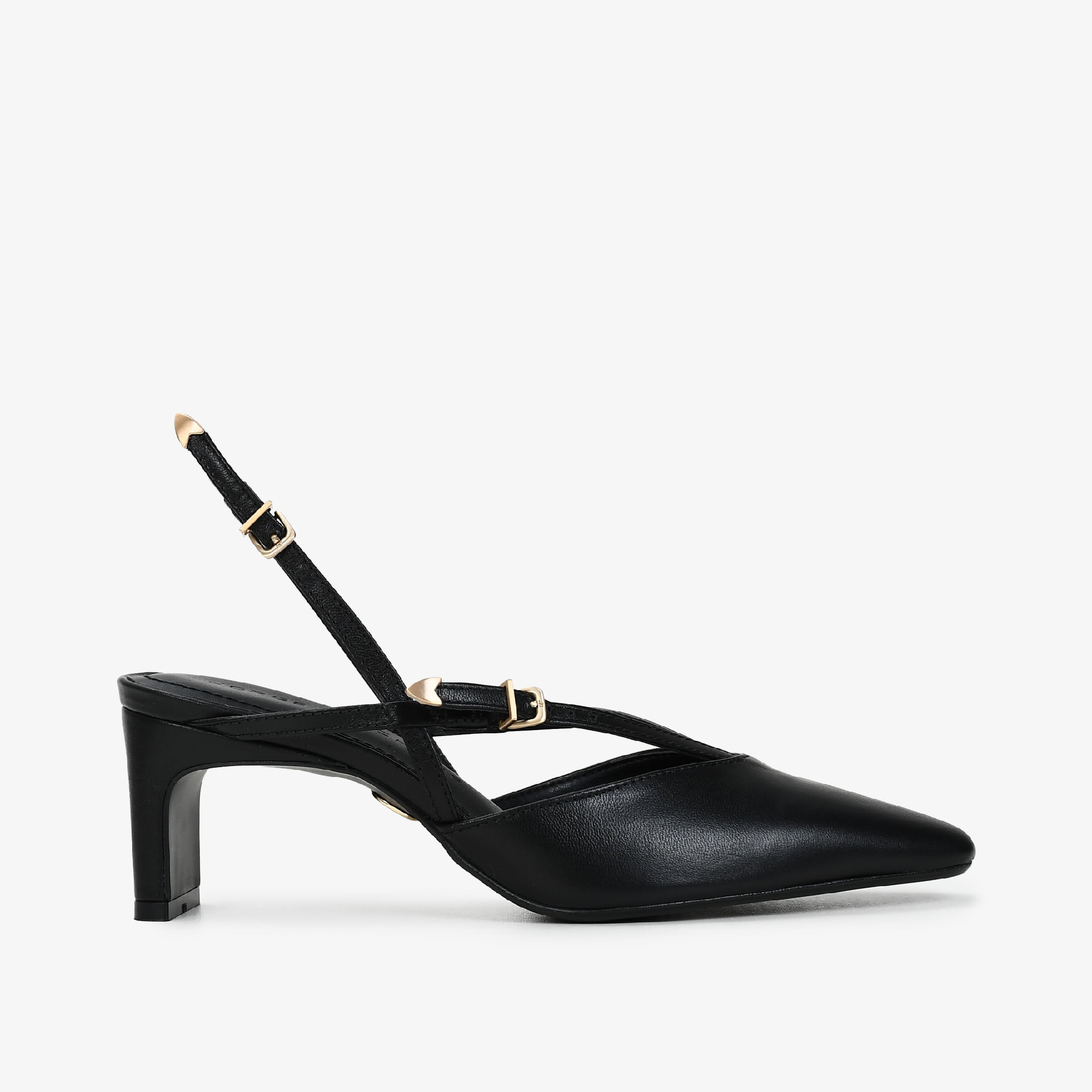 Slingback Preto Couro