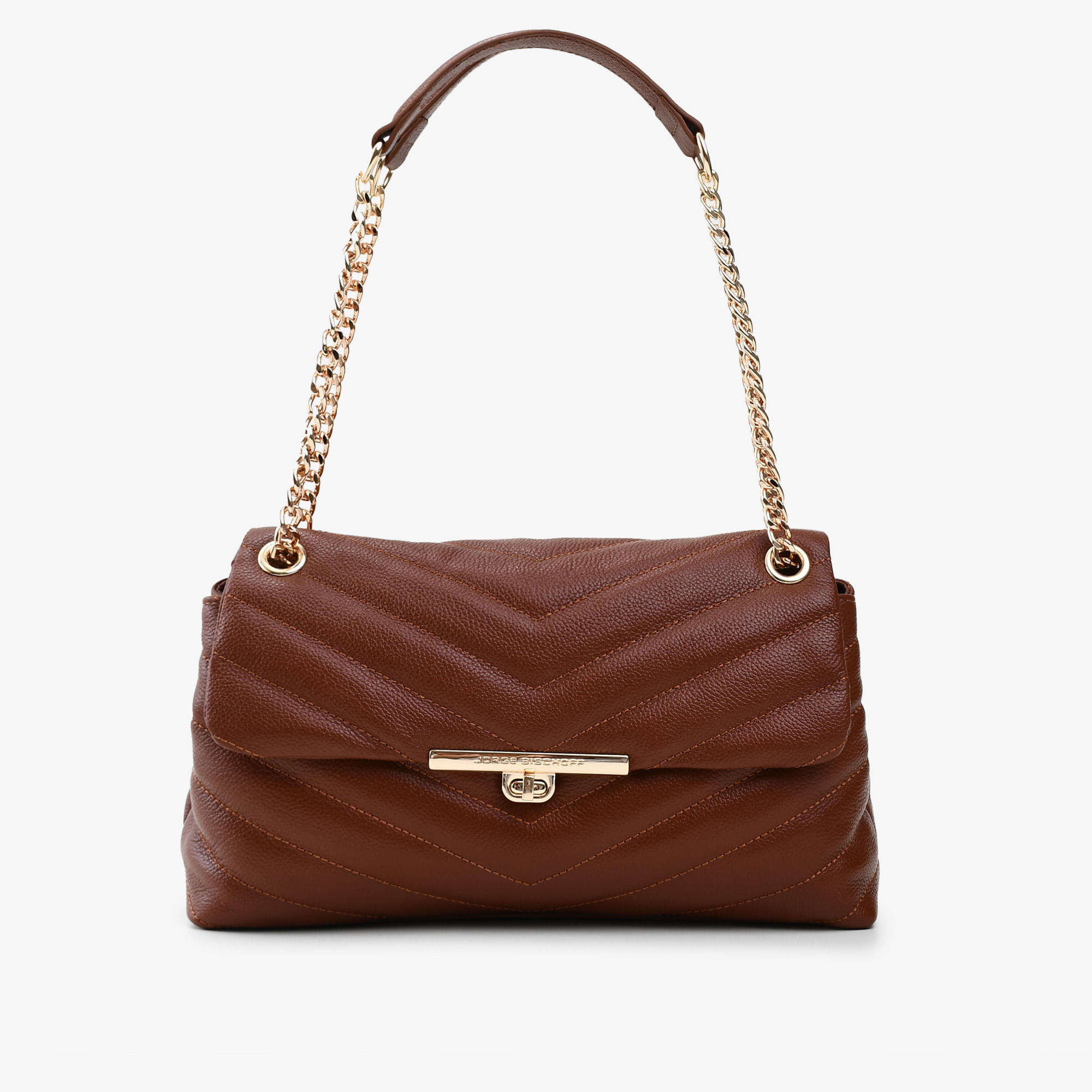 Bolsa De Ombro Mercedes Marrom Tabaco Matelassê Couro