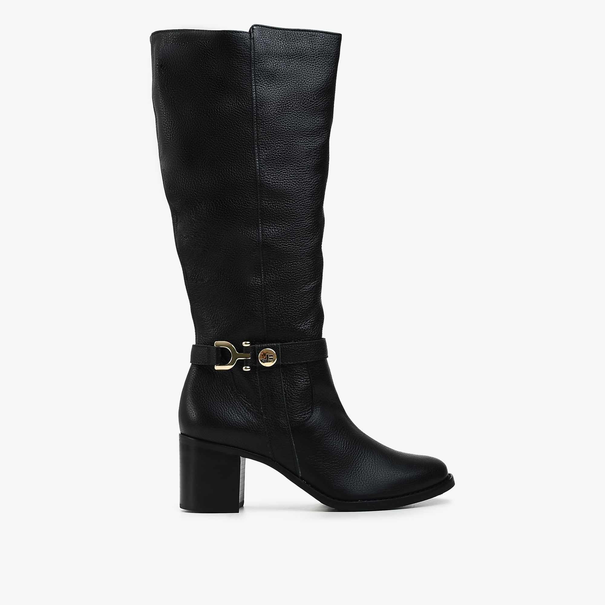 Bota Cano Alto Preto Couro