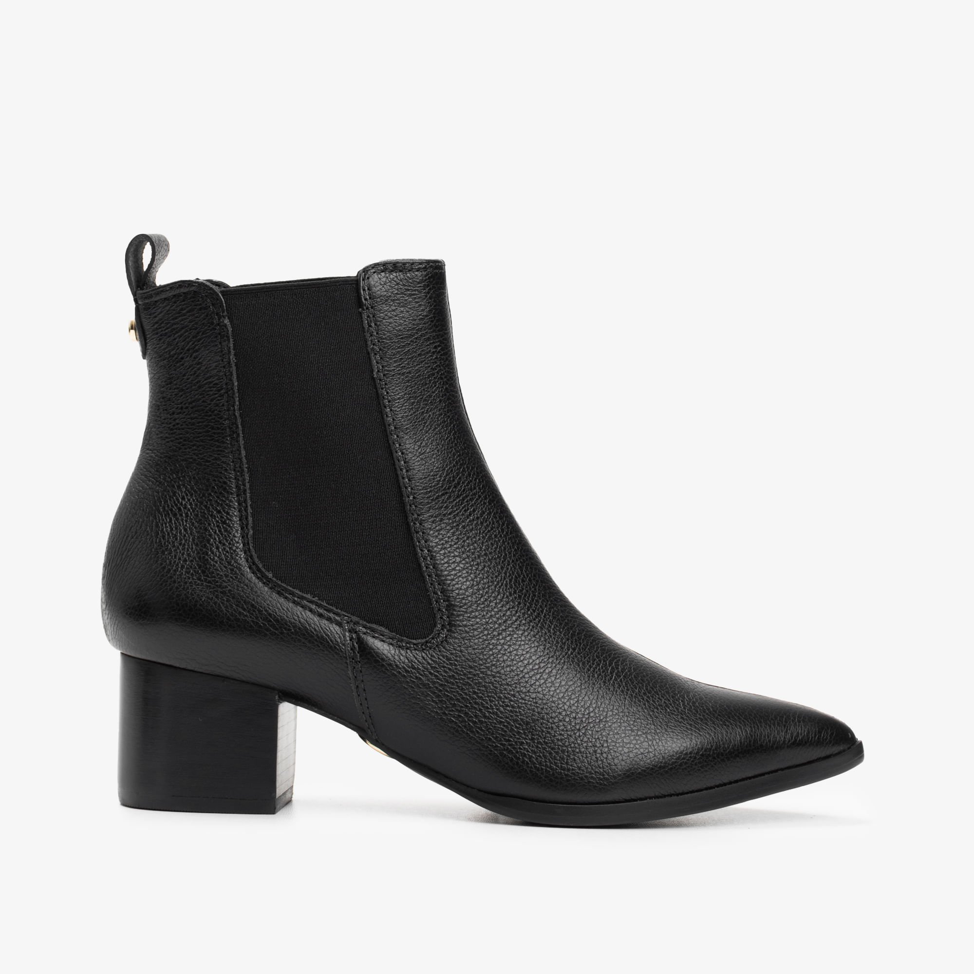 Bota Cano Baixo Preto Couro