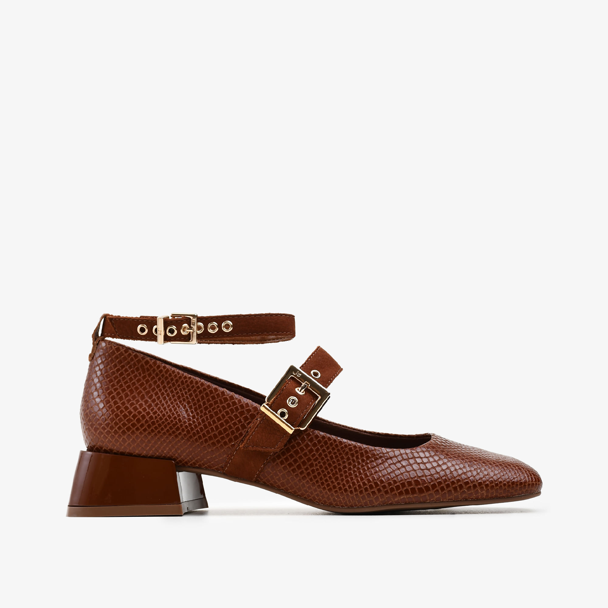 Scarpin Marrom Tabaco Couro Snake