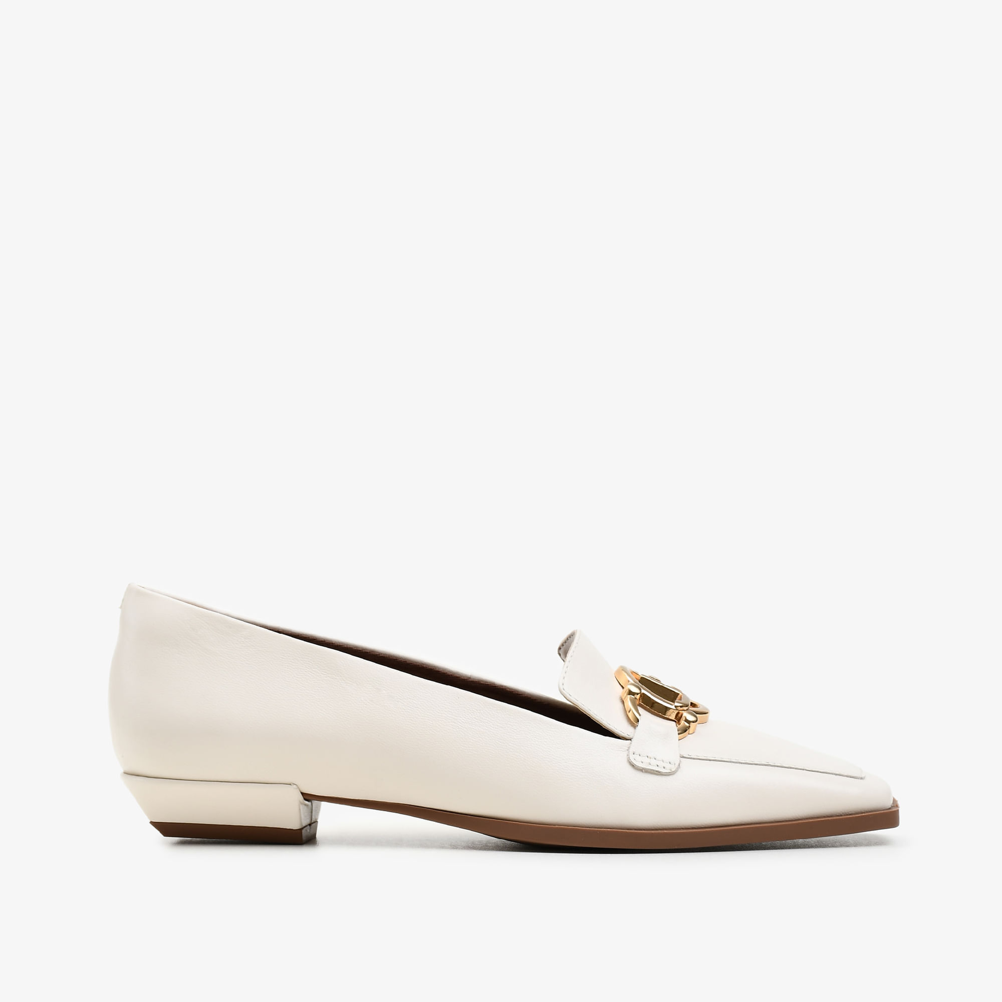 Scarpin Off White Cordilheira Salto Baixo Couro