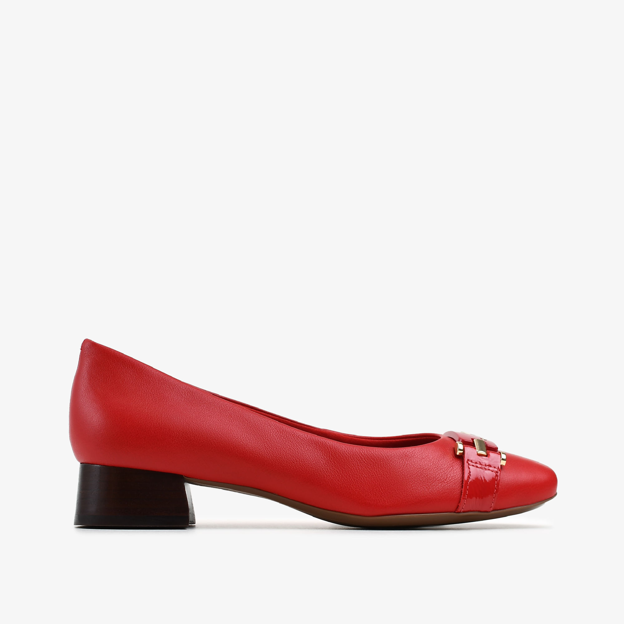 Scarpin Vermelho Cereja Salto Baixo Couro
