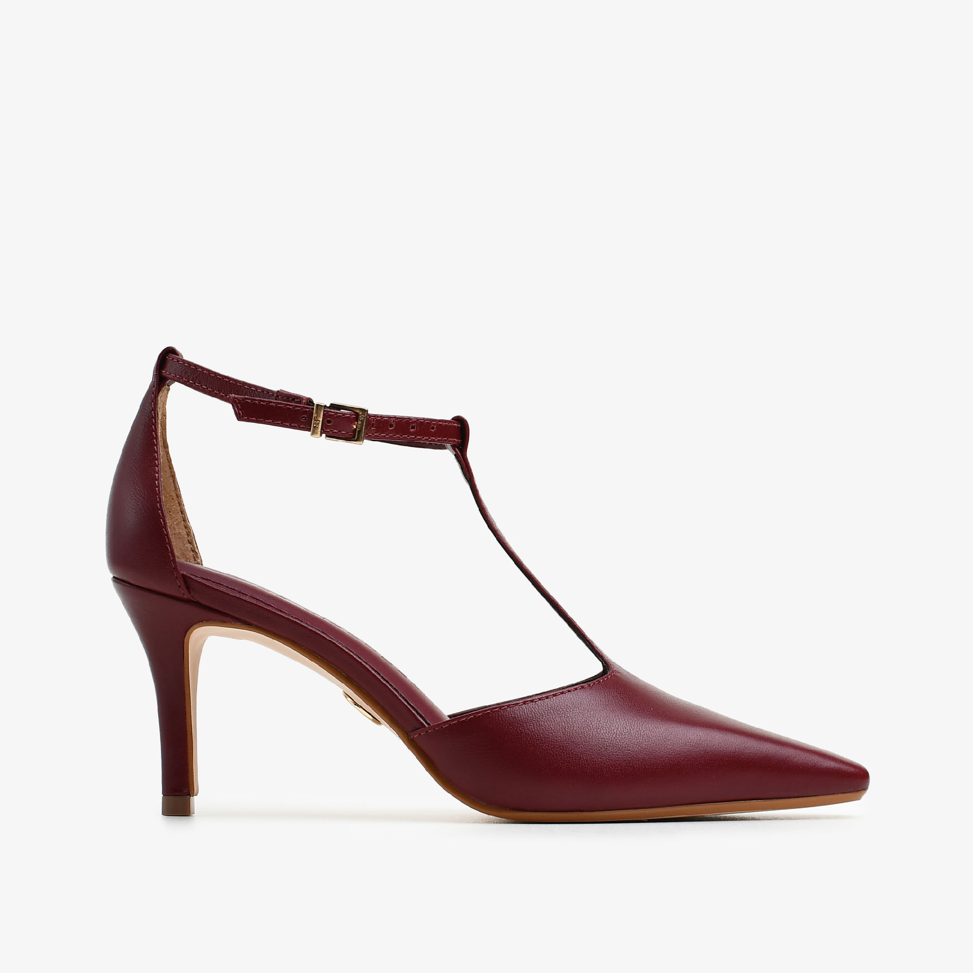 Scarpin Vinho Cabernet Couro