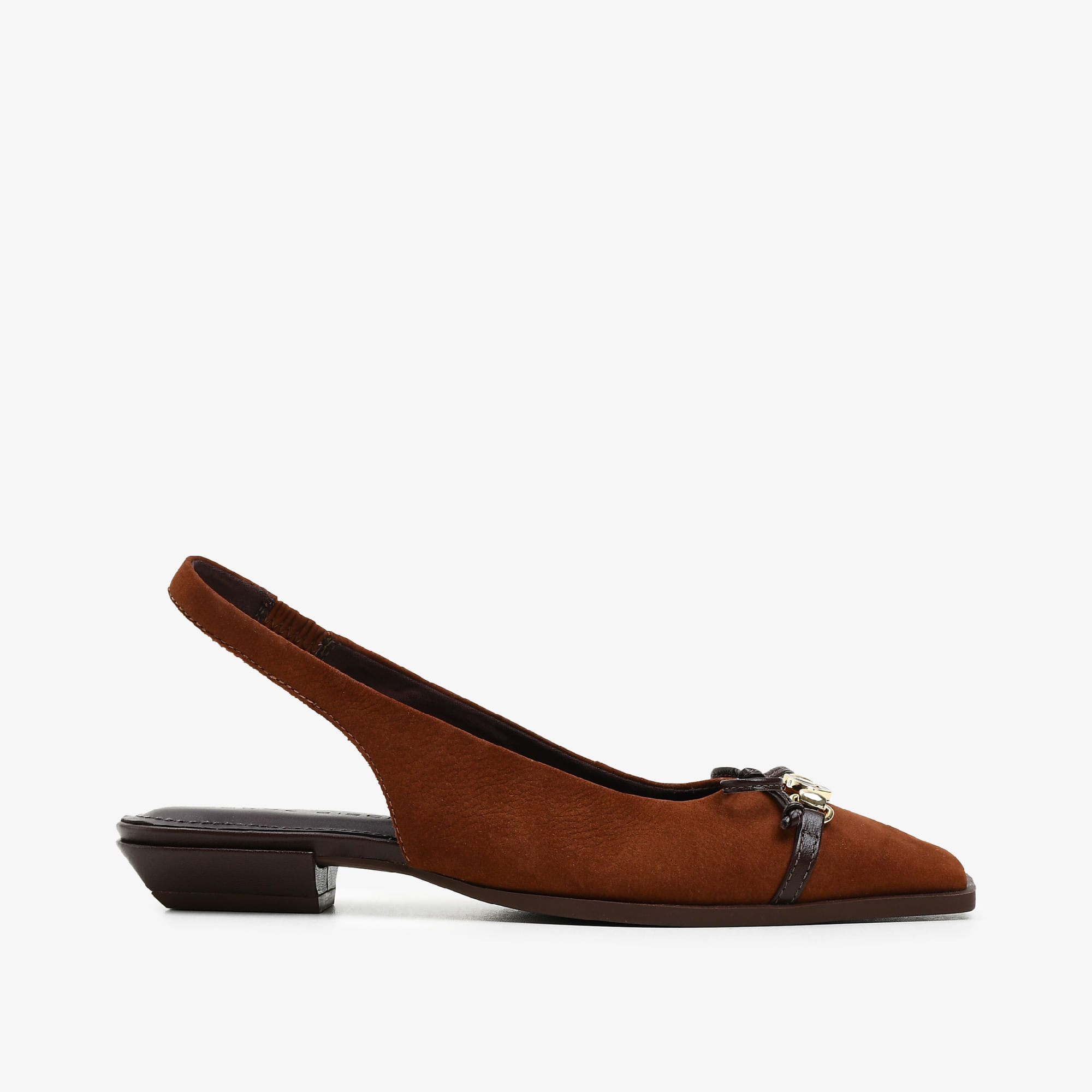 Slingback Marrom Tabaco Couro