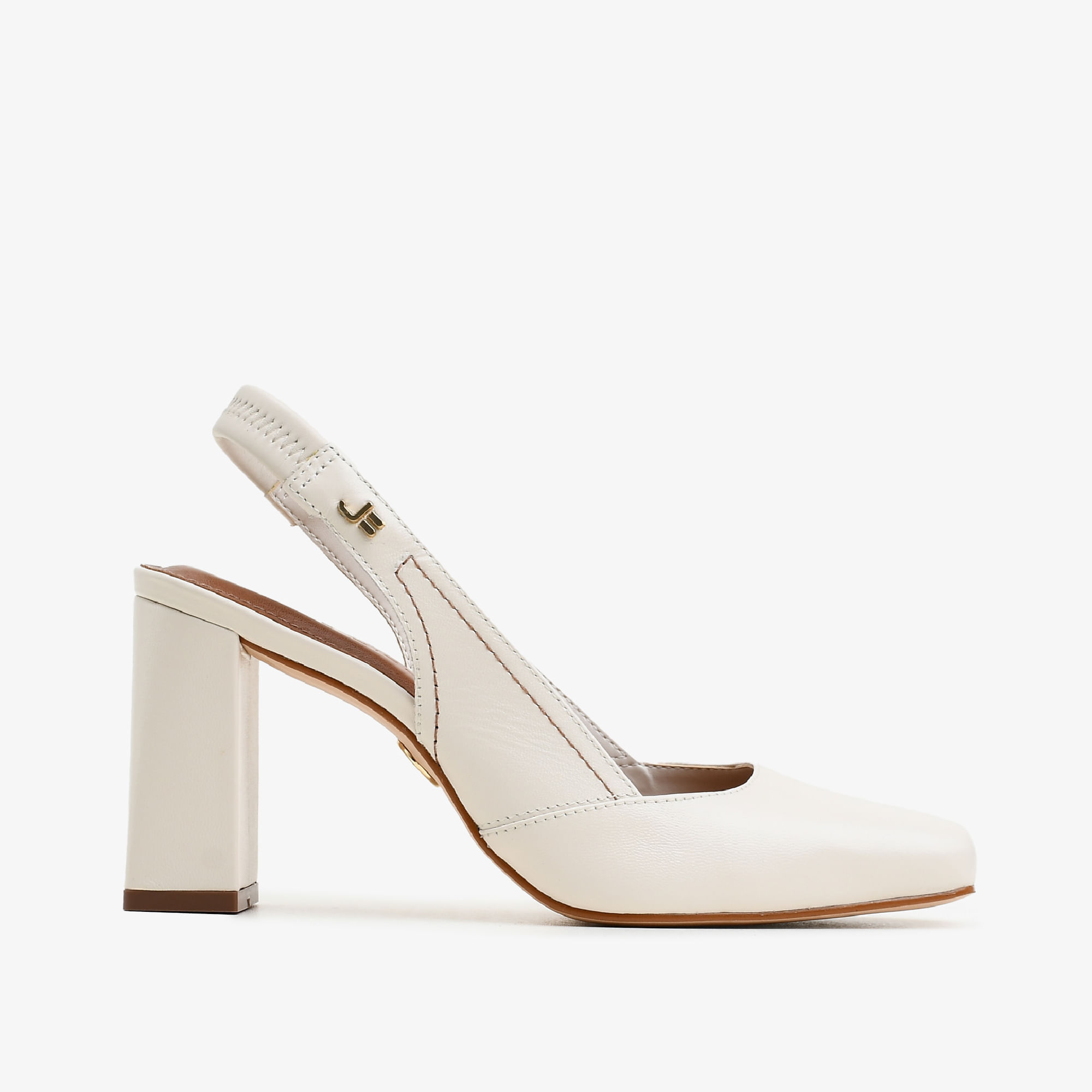 Slingback Off White Cordilheira Salto Bloco Couro